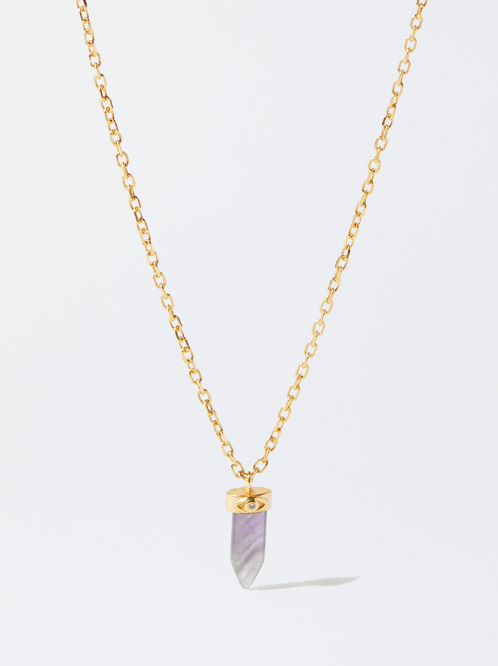 925 Silver Necklace With Stone - Amethyst image number 0.0