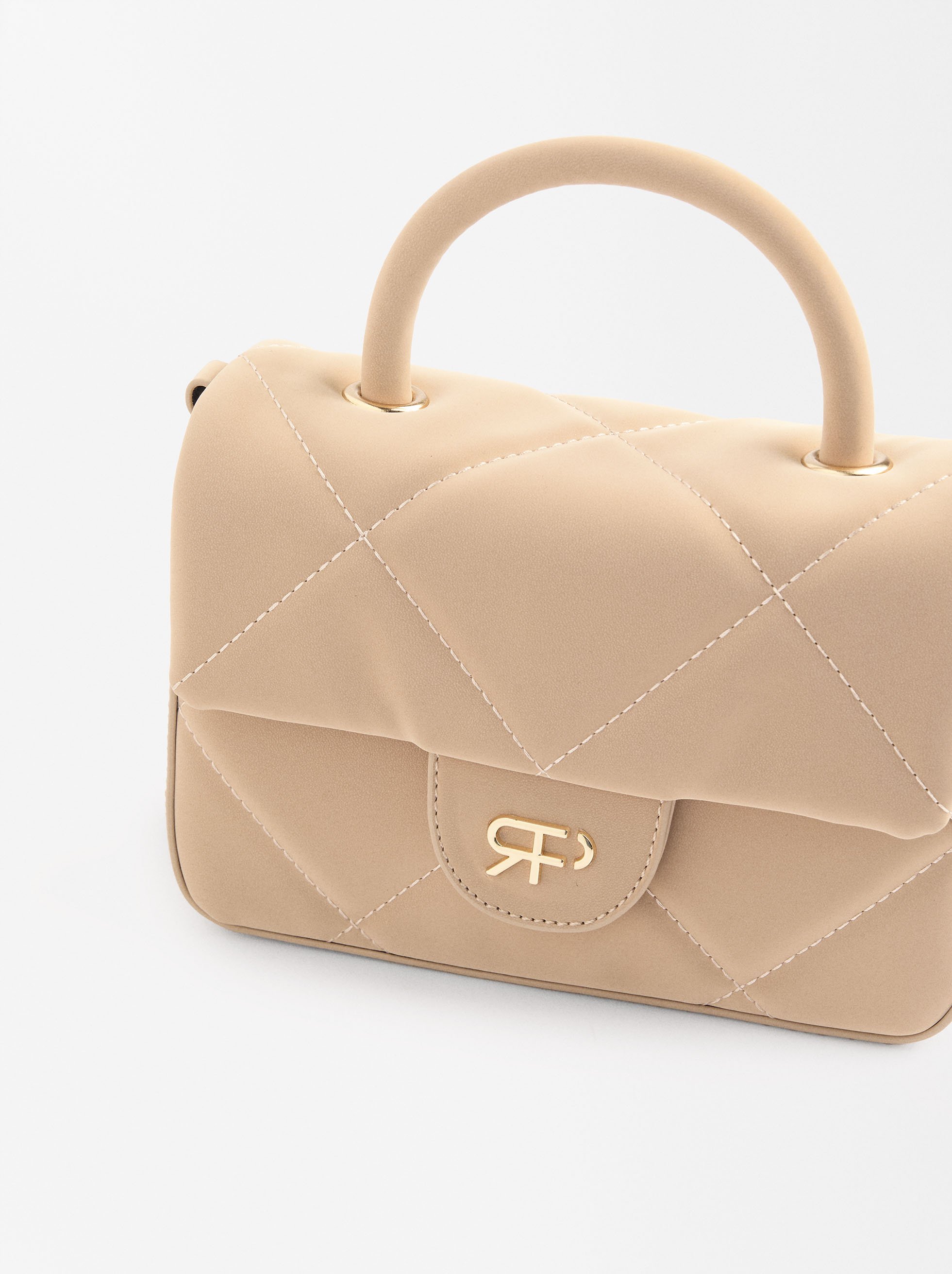 Sac à main avec texture veloutée, Taupe, hi-res