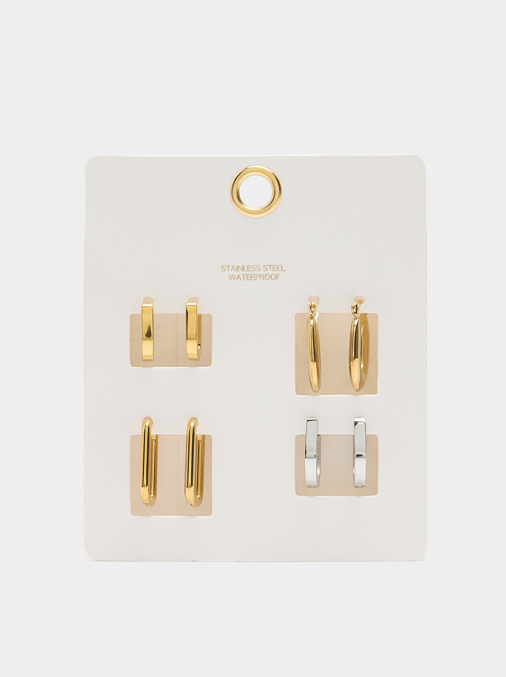 Bicolor hoop earrings set – stainless steel image number 3.0