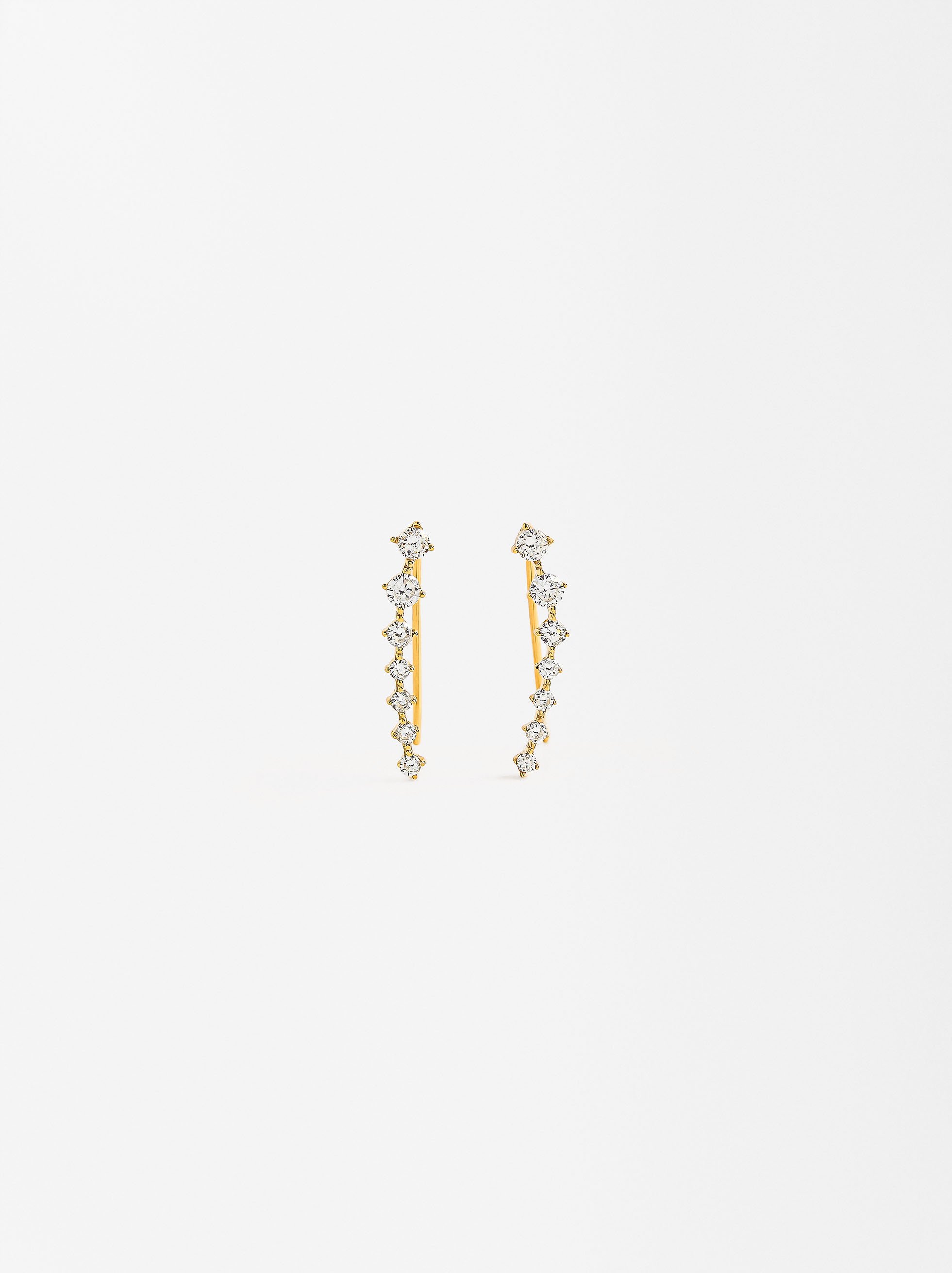 Elongated earrings with zirconias - 925 sterling silver image number 0.0