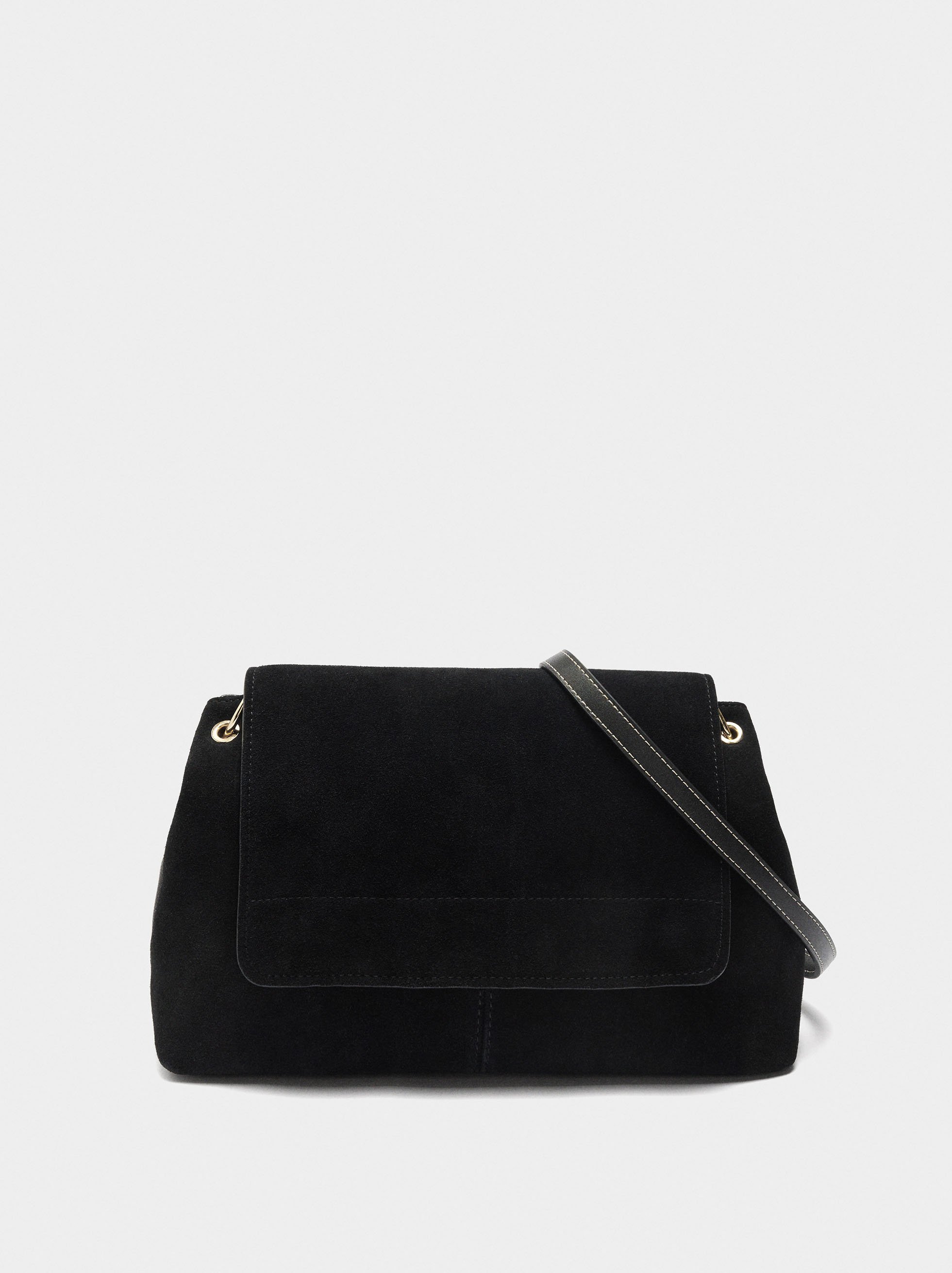 Borsa tracolla con pelle e patta image number 0.0
