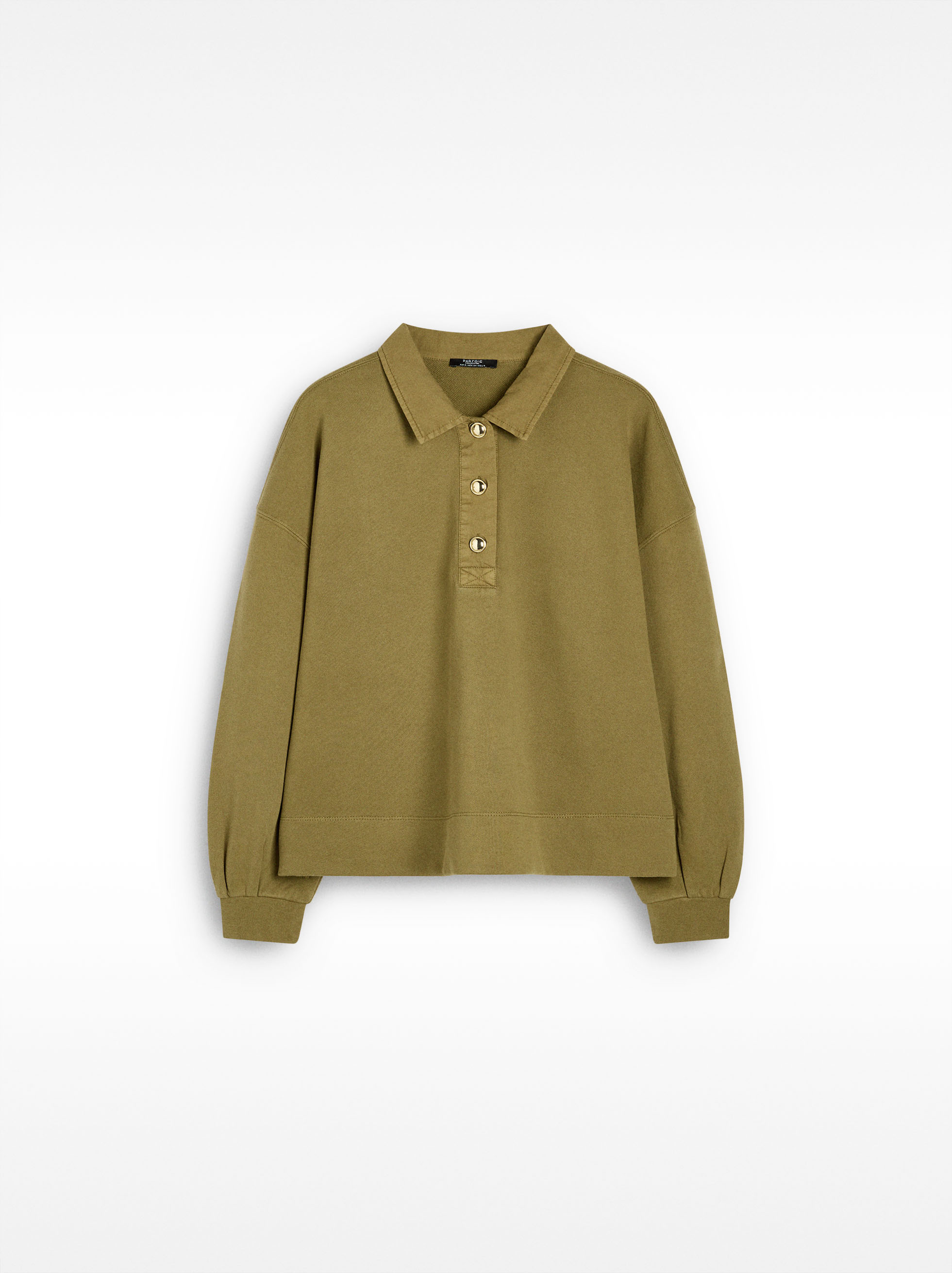Felpa 100% cotone con colletto da polo