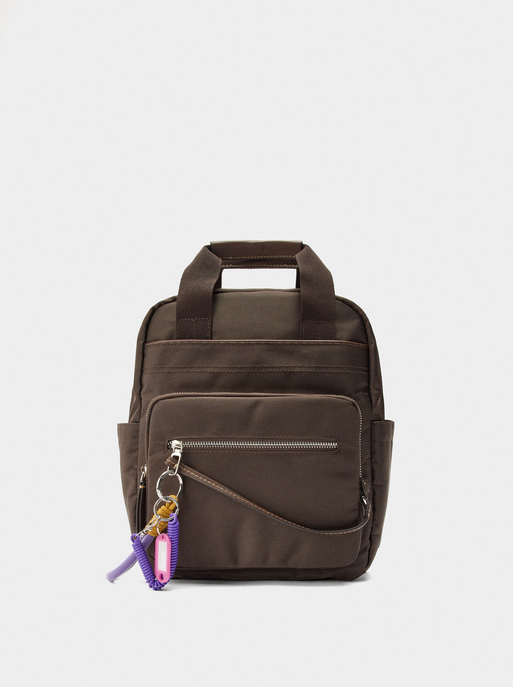 Nylon backpack with pendant image number 0.0