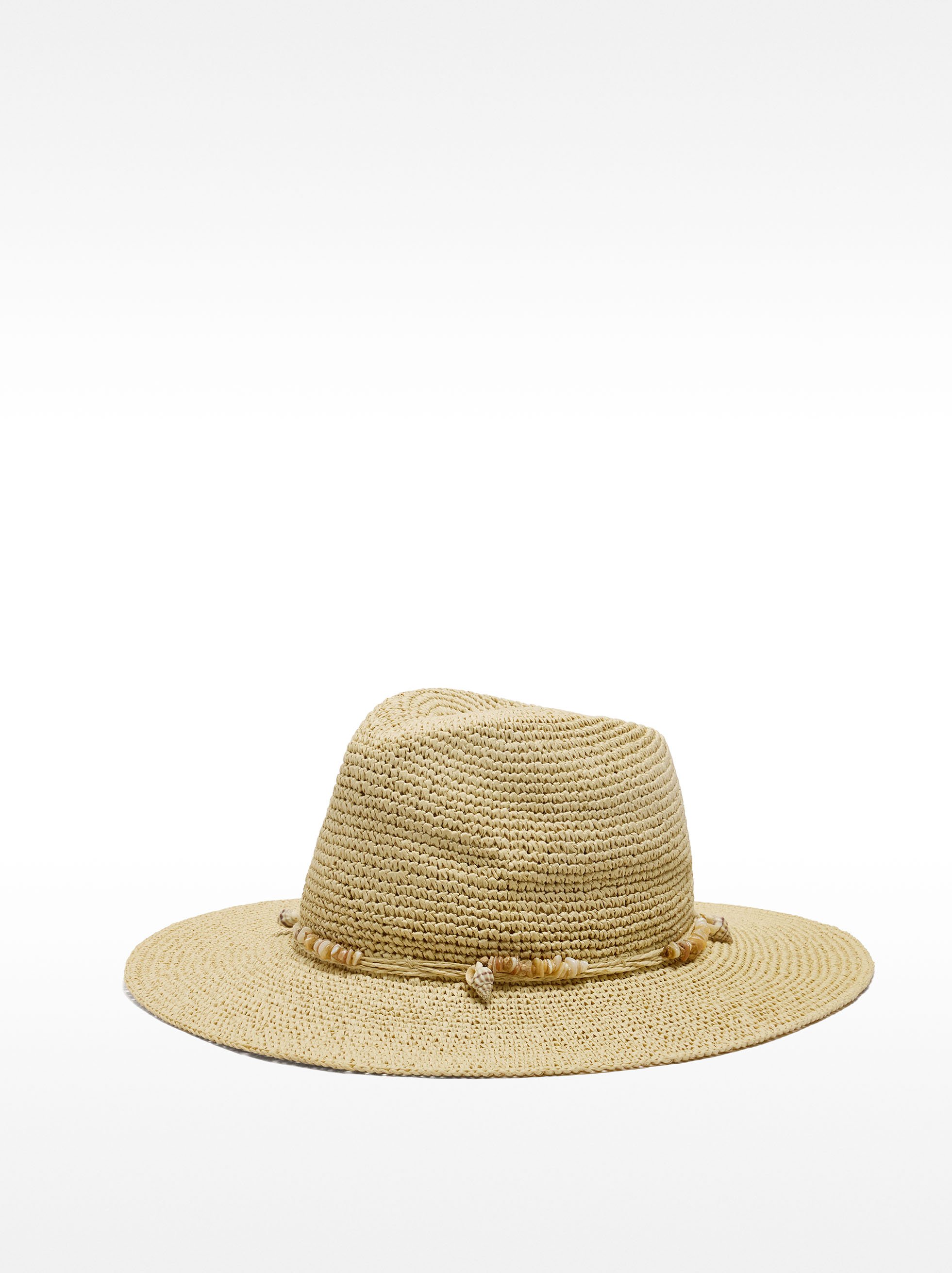 Straw-effect hat with shells and stones image number 0.0