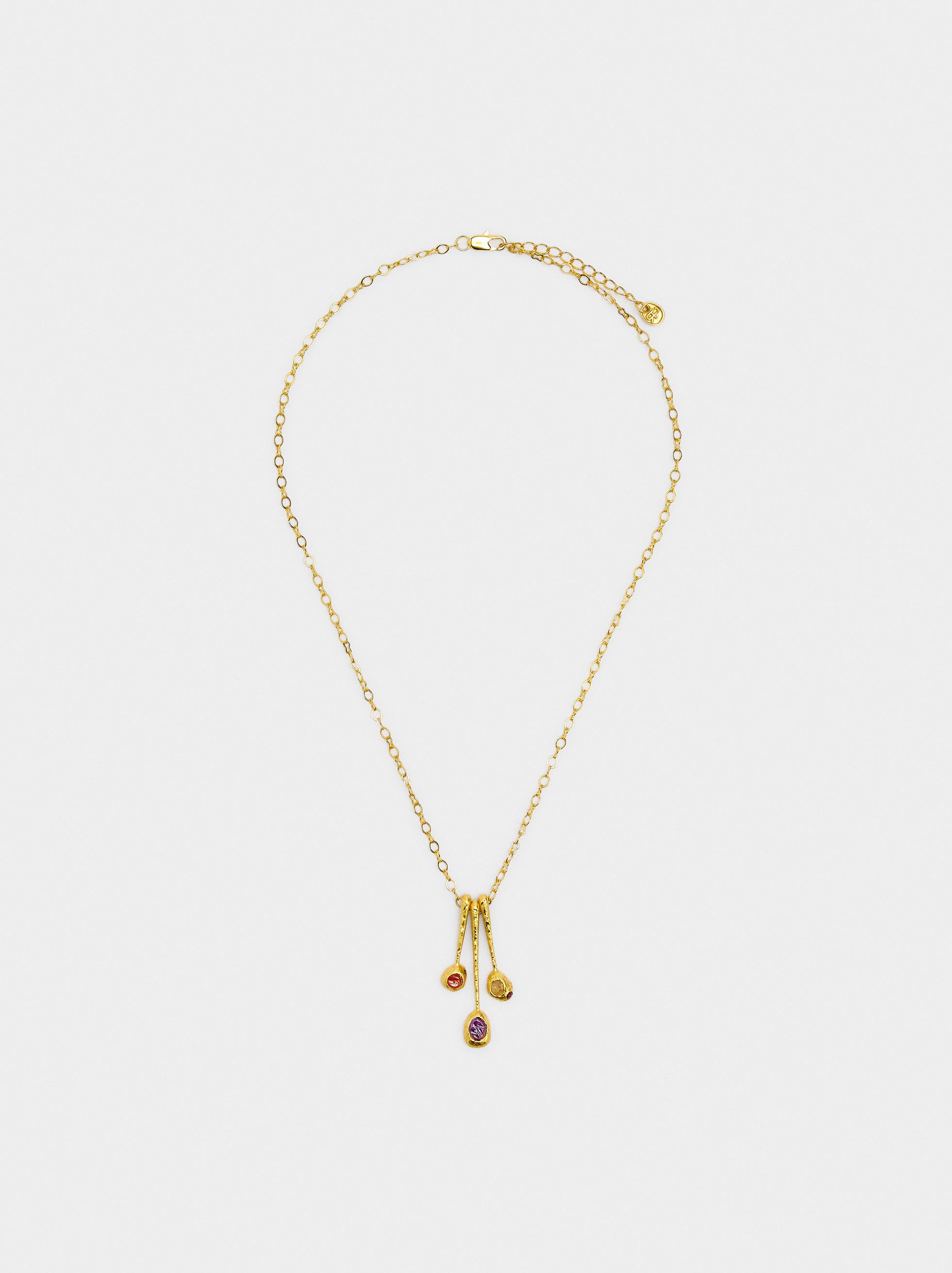 Necklace with bar pendants with stones - 18k gold swim image number 2.0