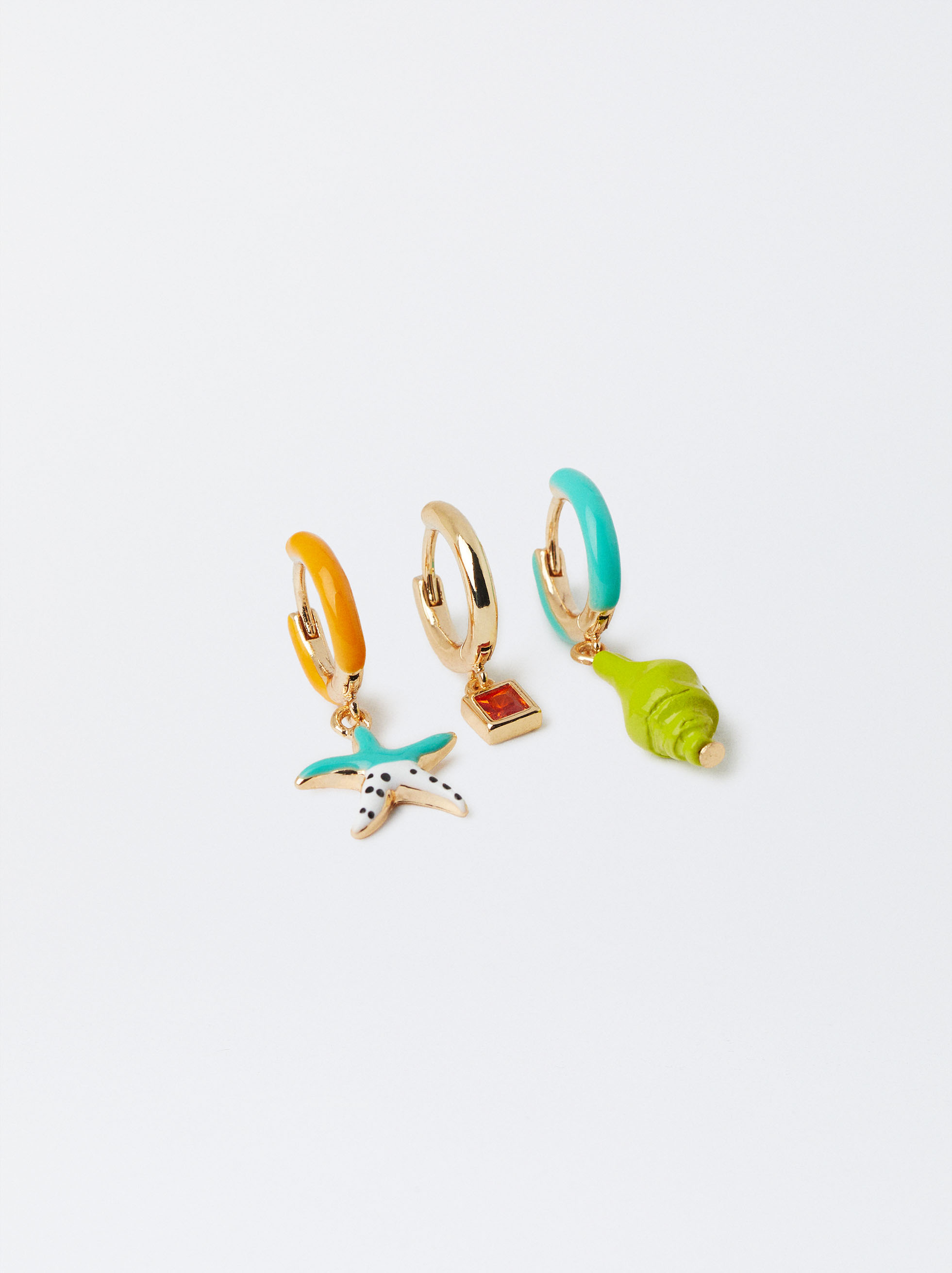 Set Of Hoop Earrings With Enamel image number 1.0