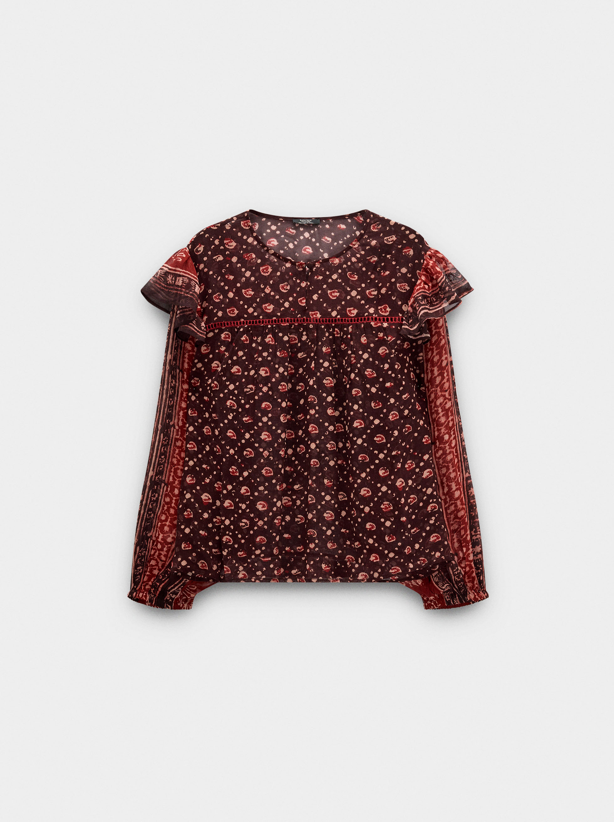 Blouse with semi-transparent print image number 5.0