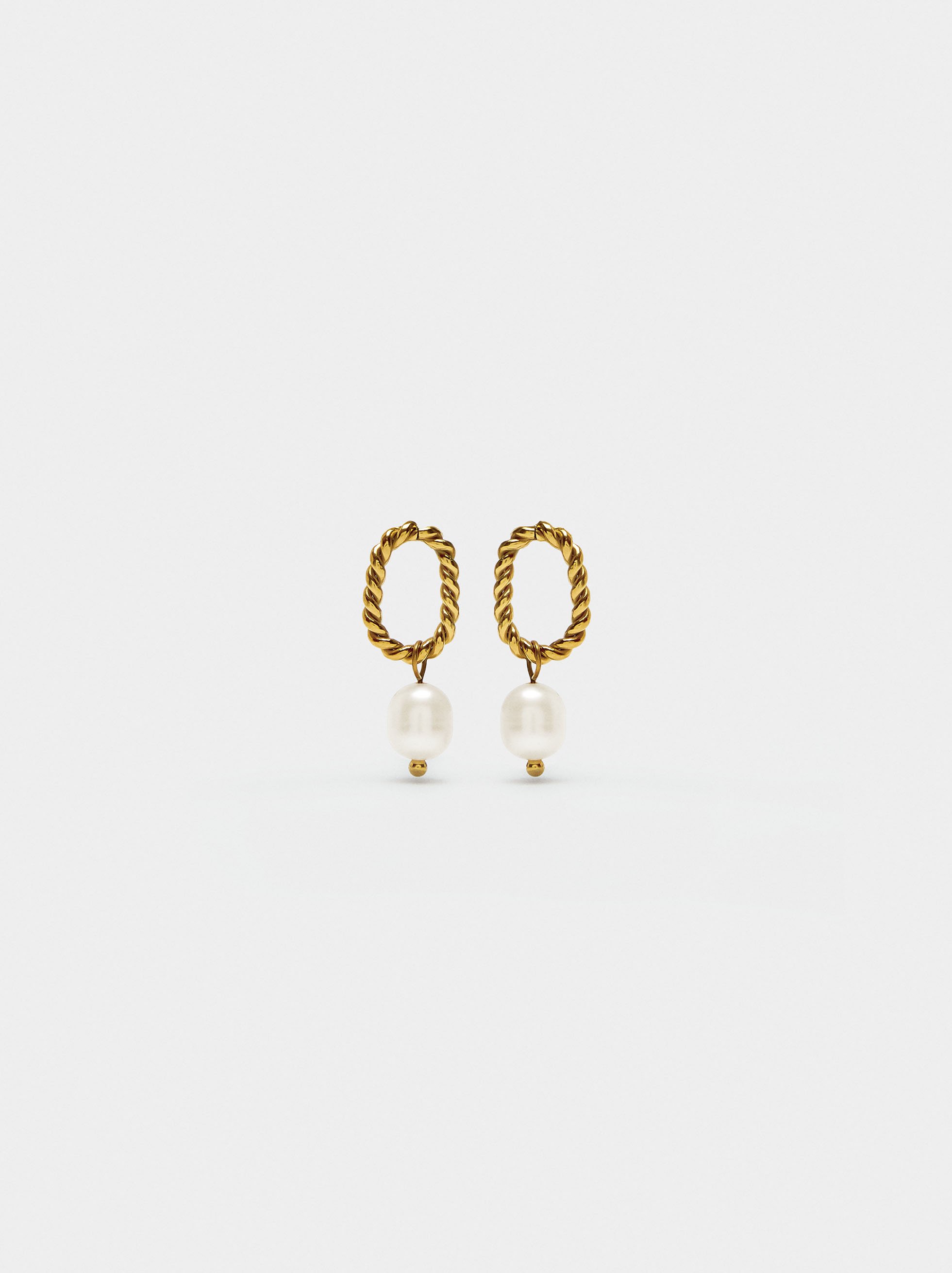Earrings with pearls - stainless steel image number 0.0