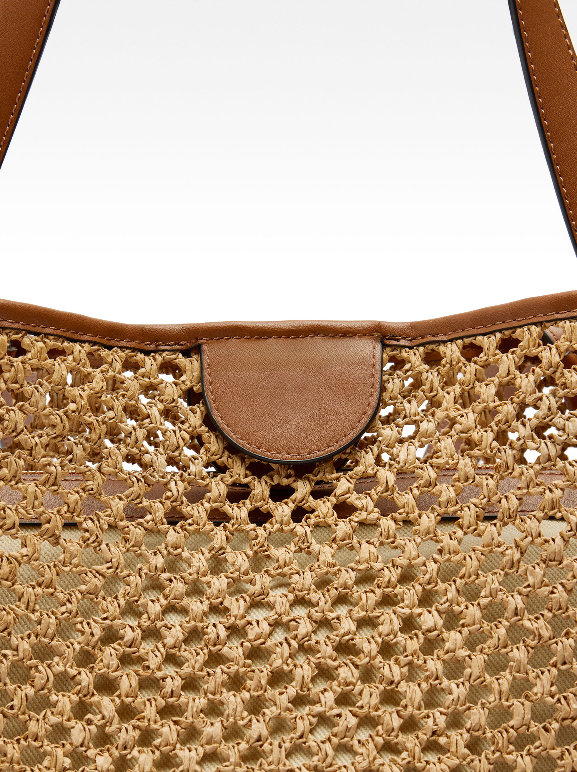 Straw effect shopper bag with removable bag image number 5.0