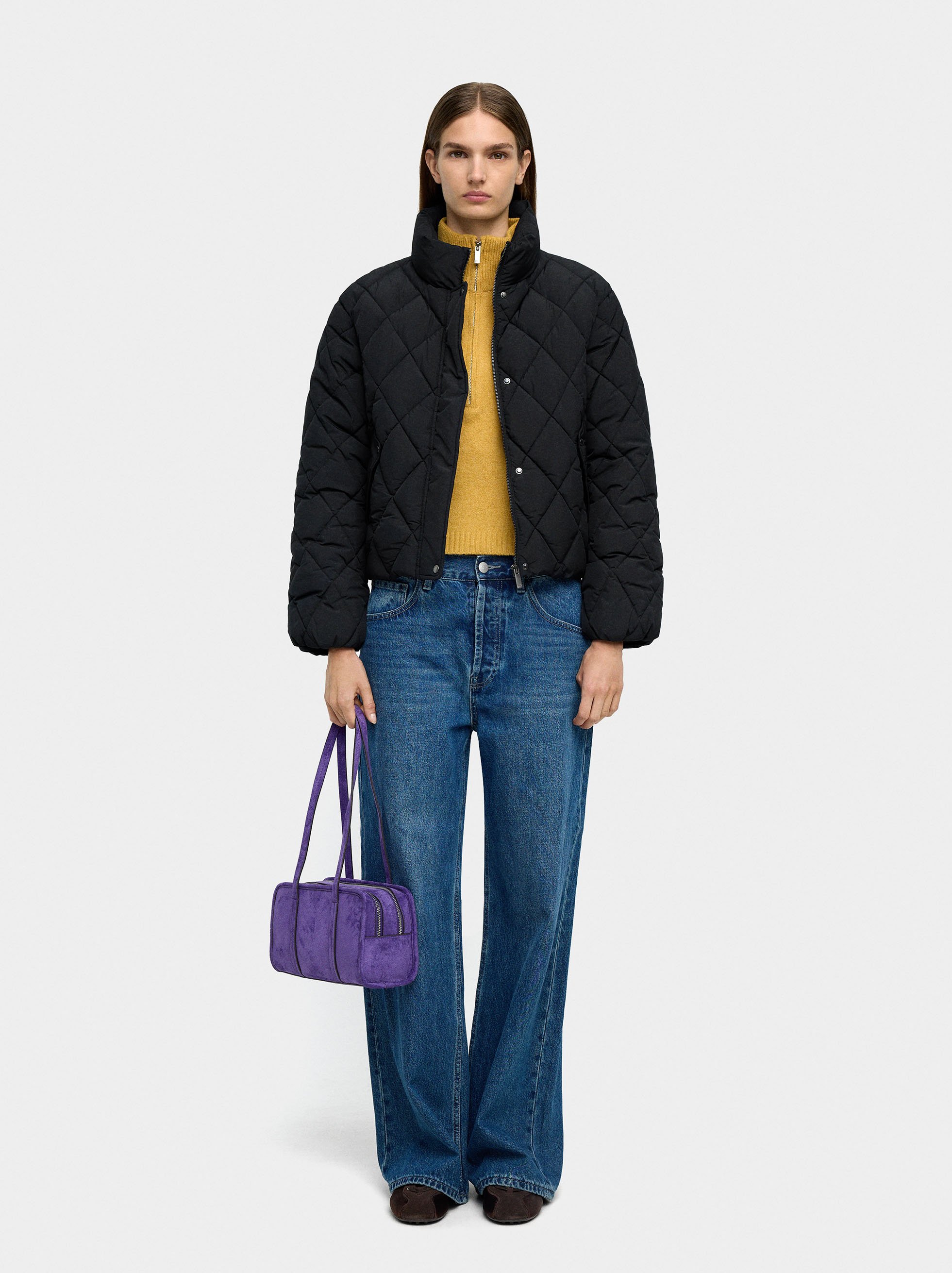 Quilted jacket with high collar image number 2.0
