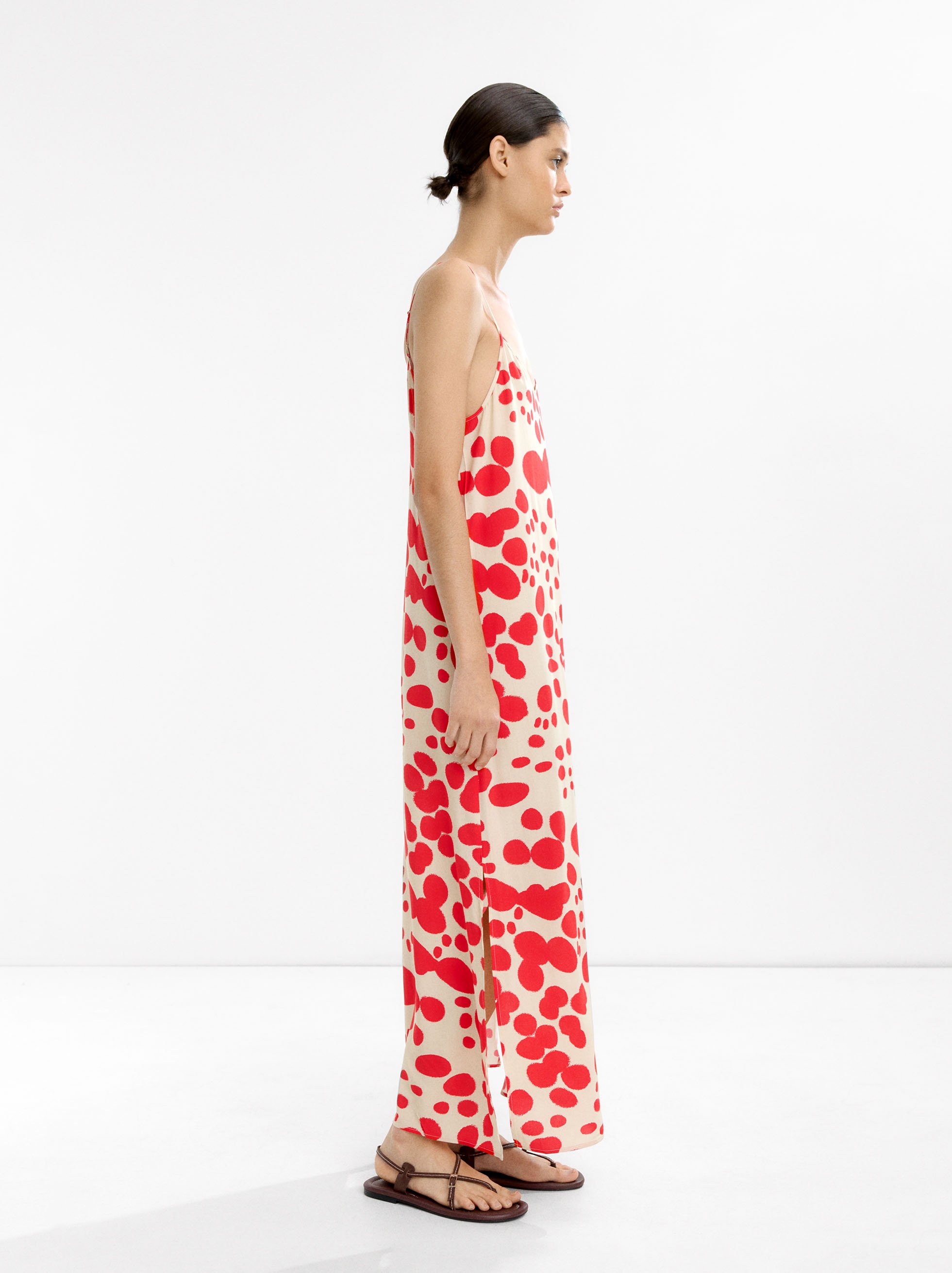 Long printed dress with straps image number 2.0