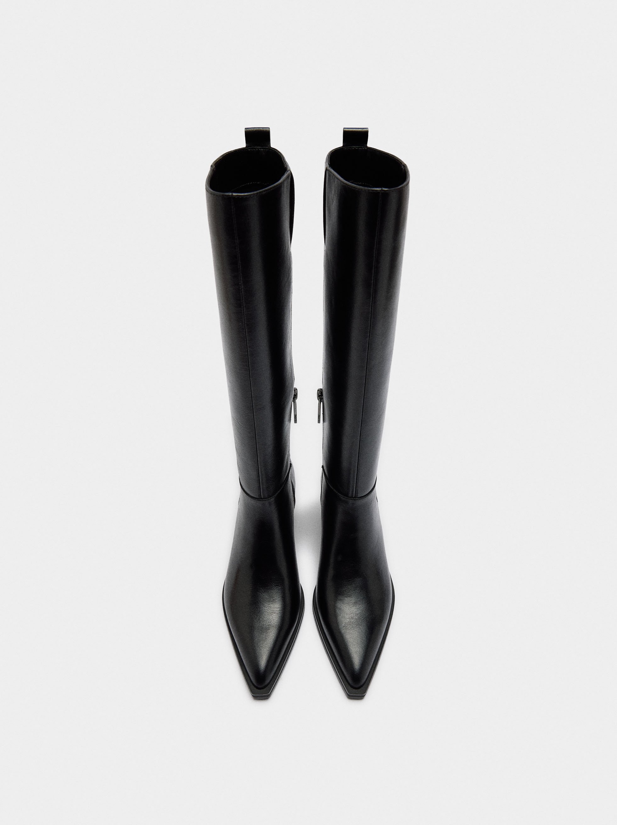 High shaft leather boots with heel image number 0.0