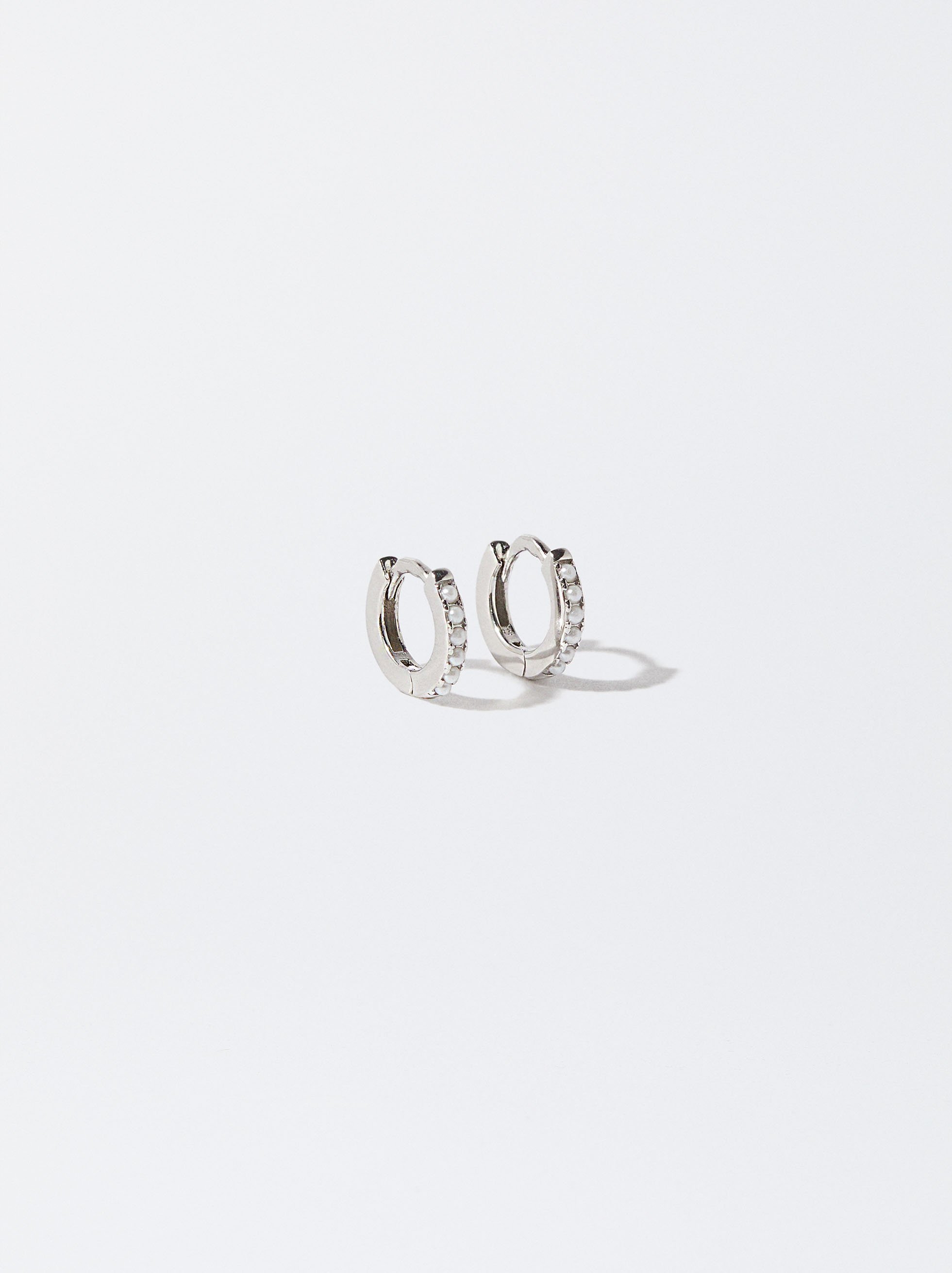 Orecchini a cerchio personalizzabili in argento 925 con perle image number 0.0
