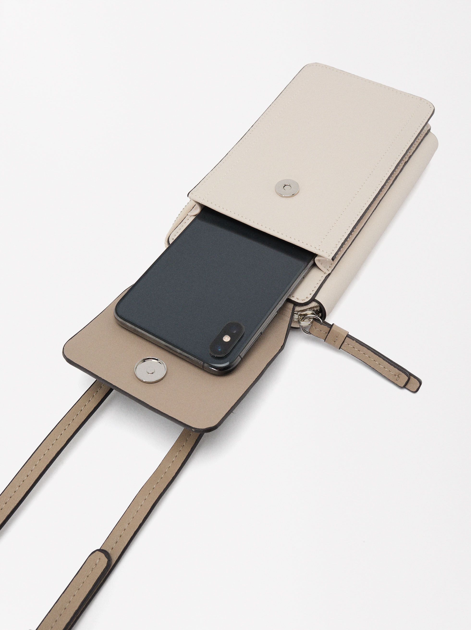 Mobile Phone Bag With Flap Closure Green Parfois