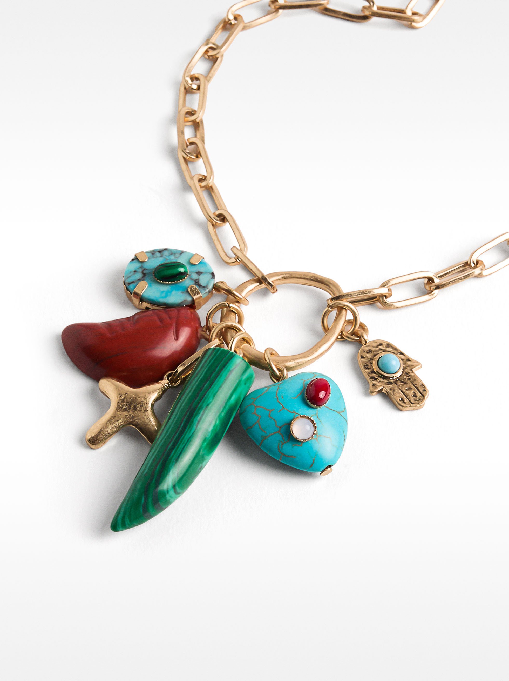 Collar con eslabones colgantes y piedras image number 1.0