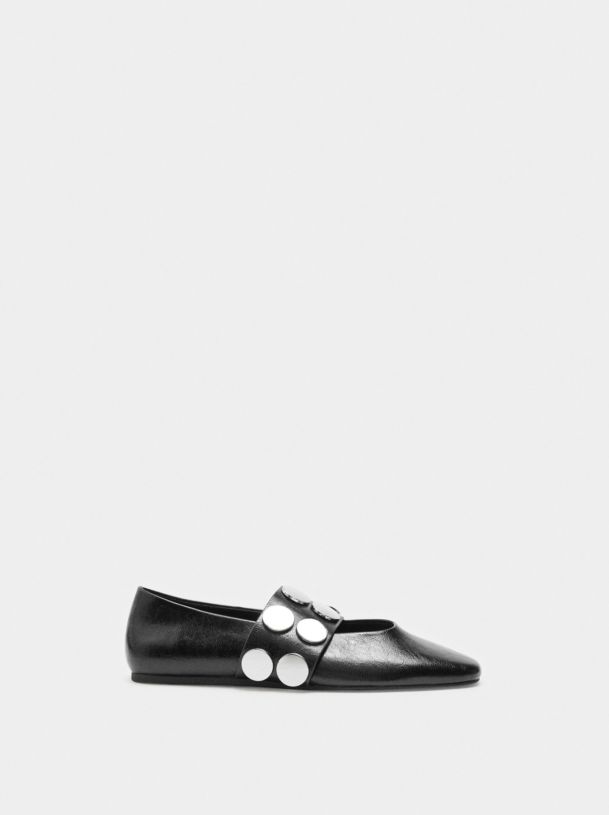 Ballet flats with strap and studs image number 1.0