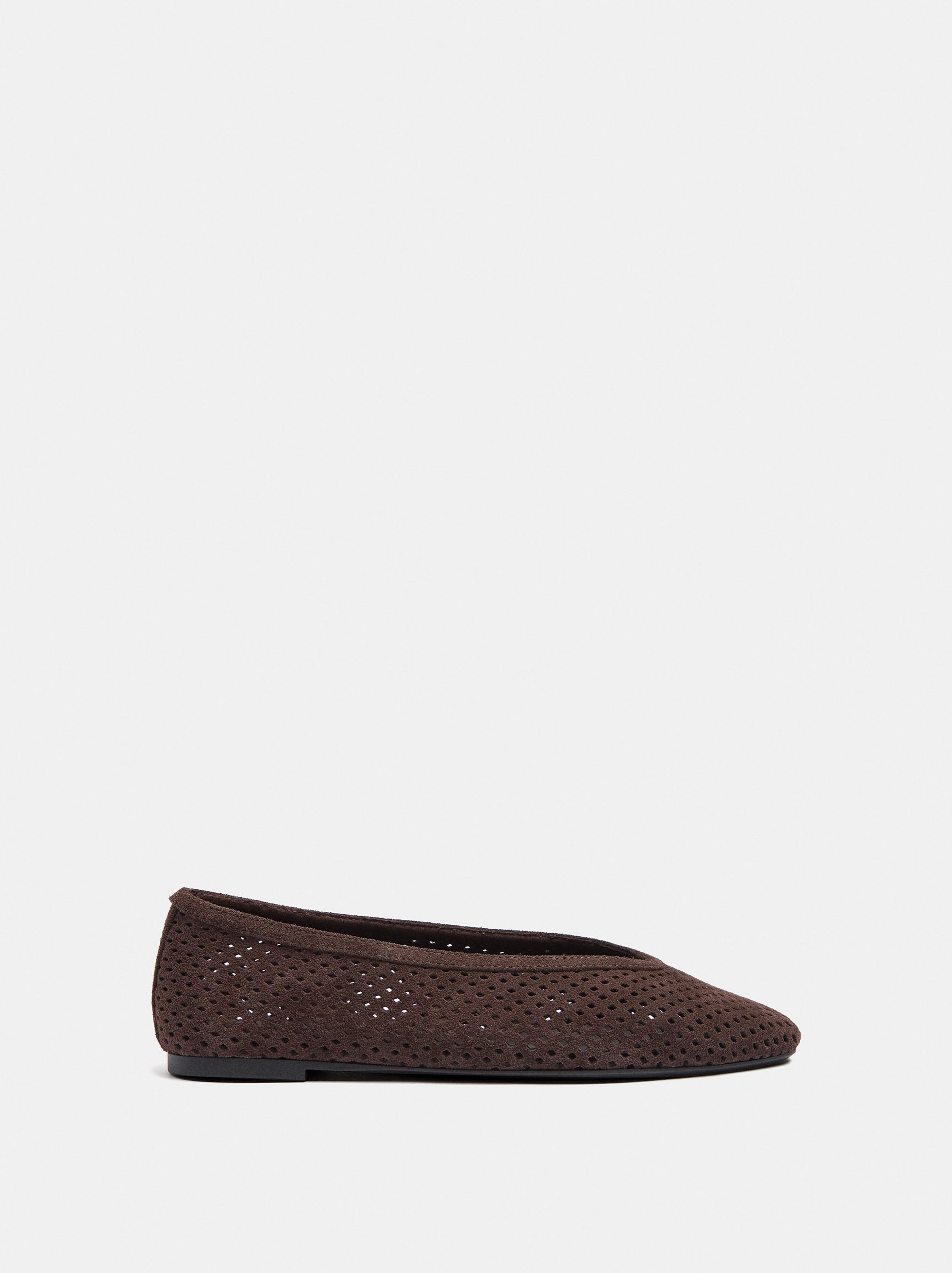 Leather ballet flats with perforations image number 2.0