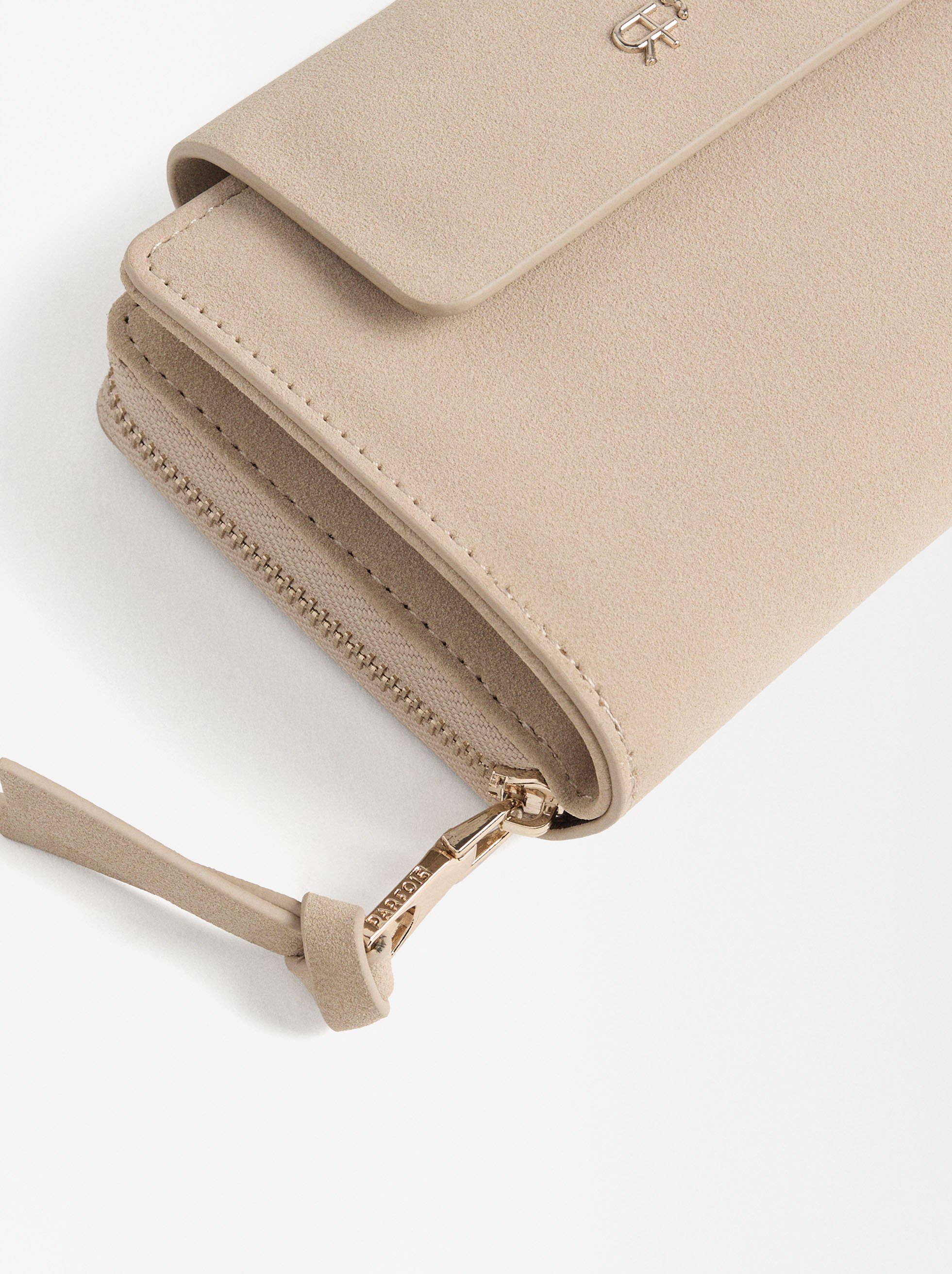 Flap closure wallet with faux leather effect image number 1.0