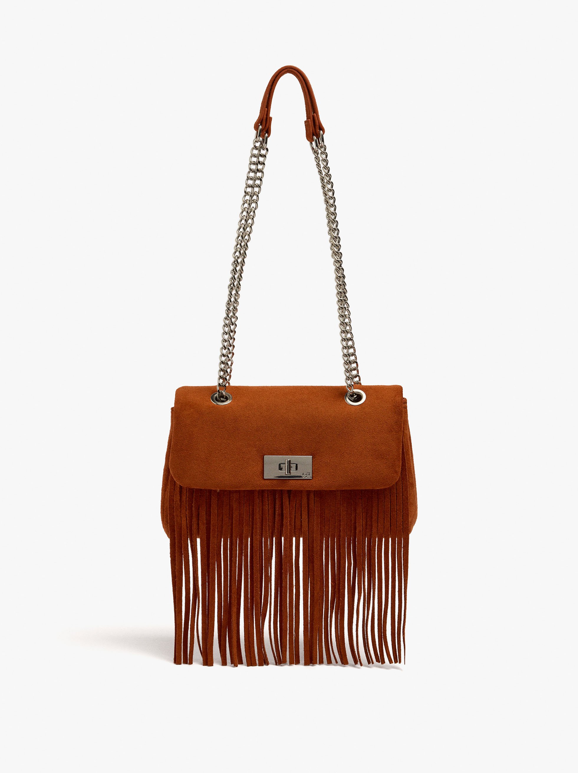 Bolso de hombro con solapa y flecos largos image number 0.0