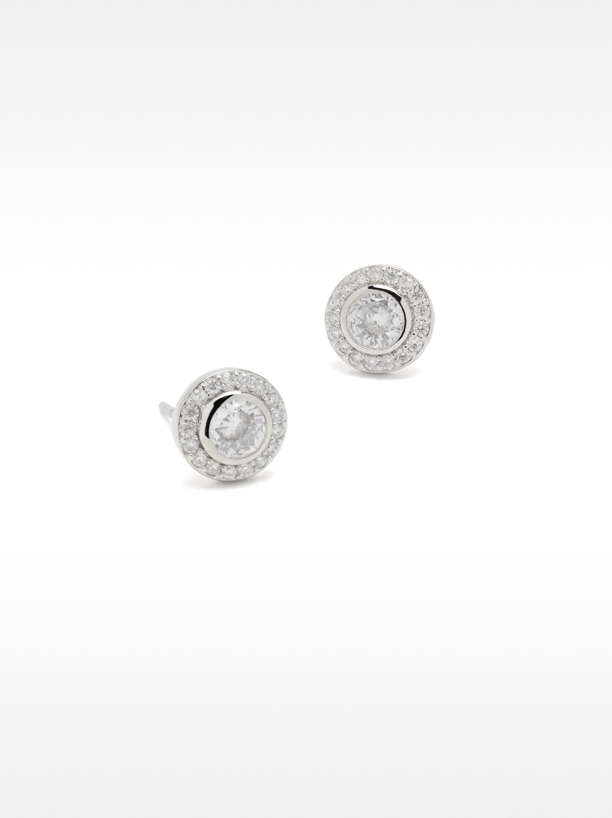 Round earrings with cubic zirconia image number 1.0