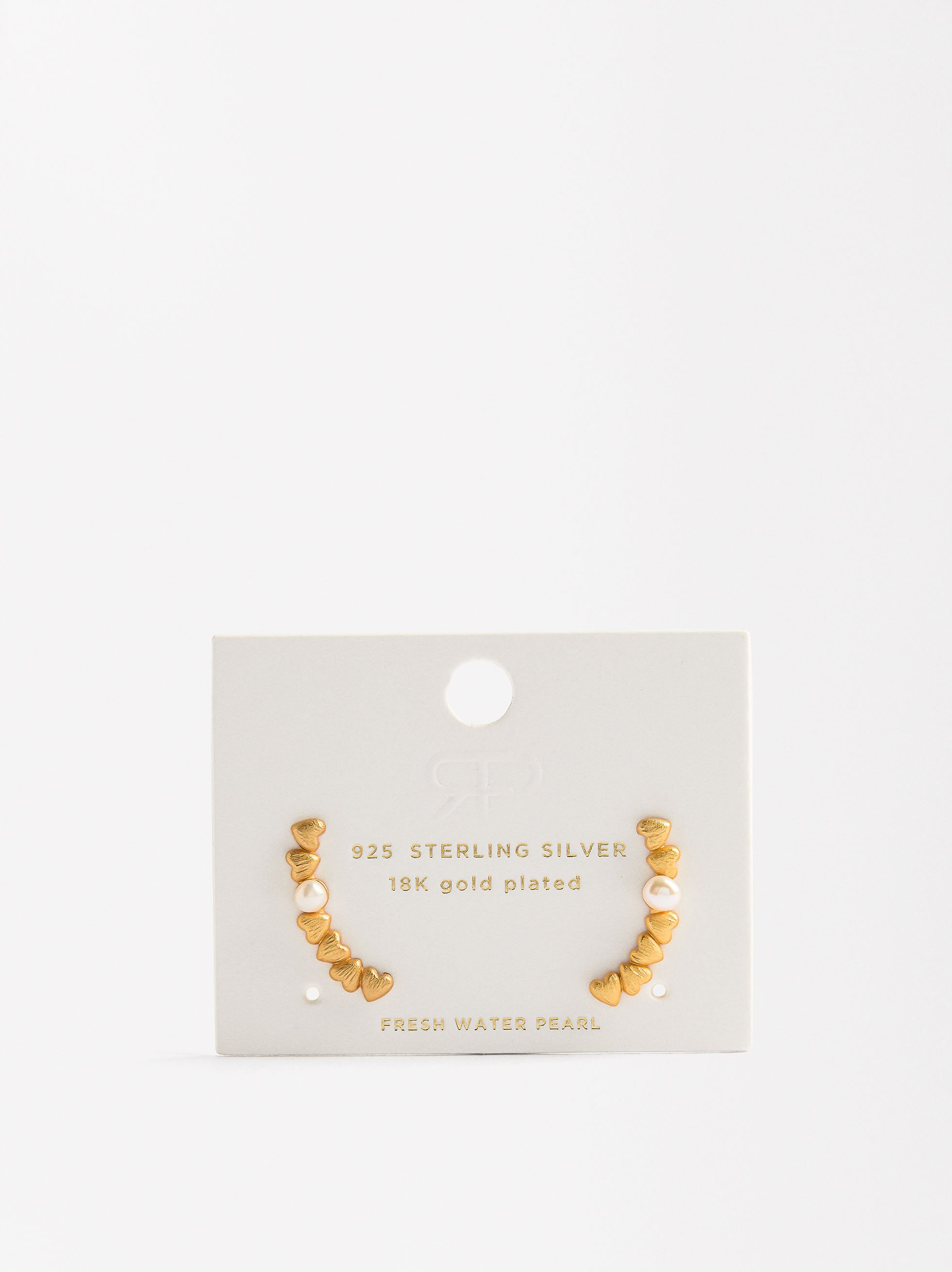 Earrings with hearts and freshwater pearls - 925 sterling silver image number 4.0