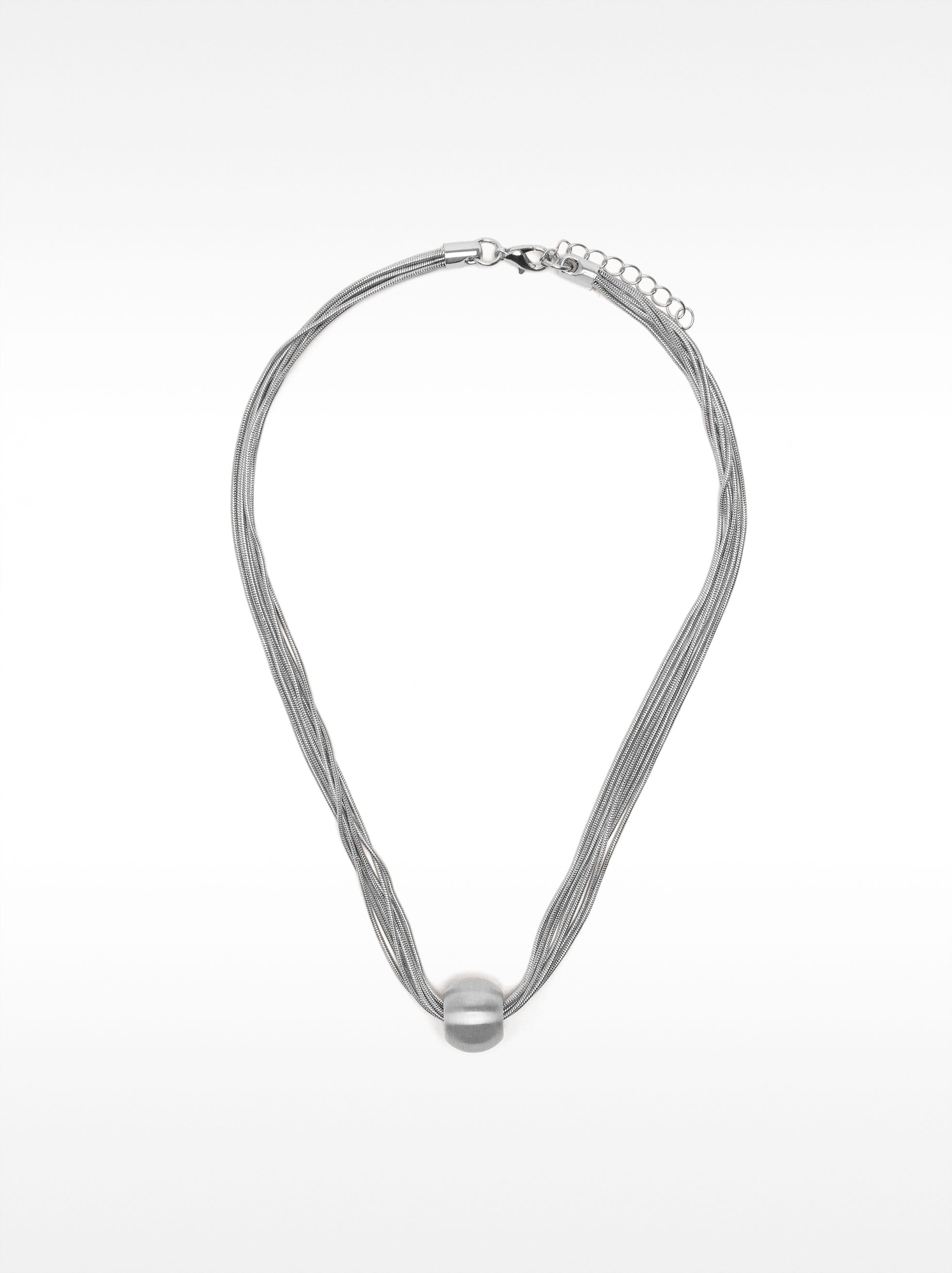 Short silver necklace, Silver, hi-res