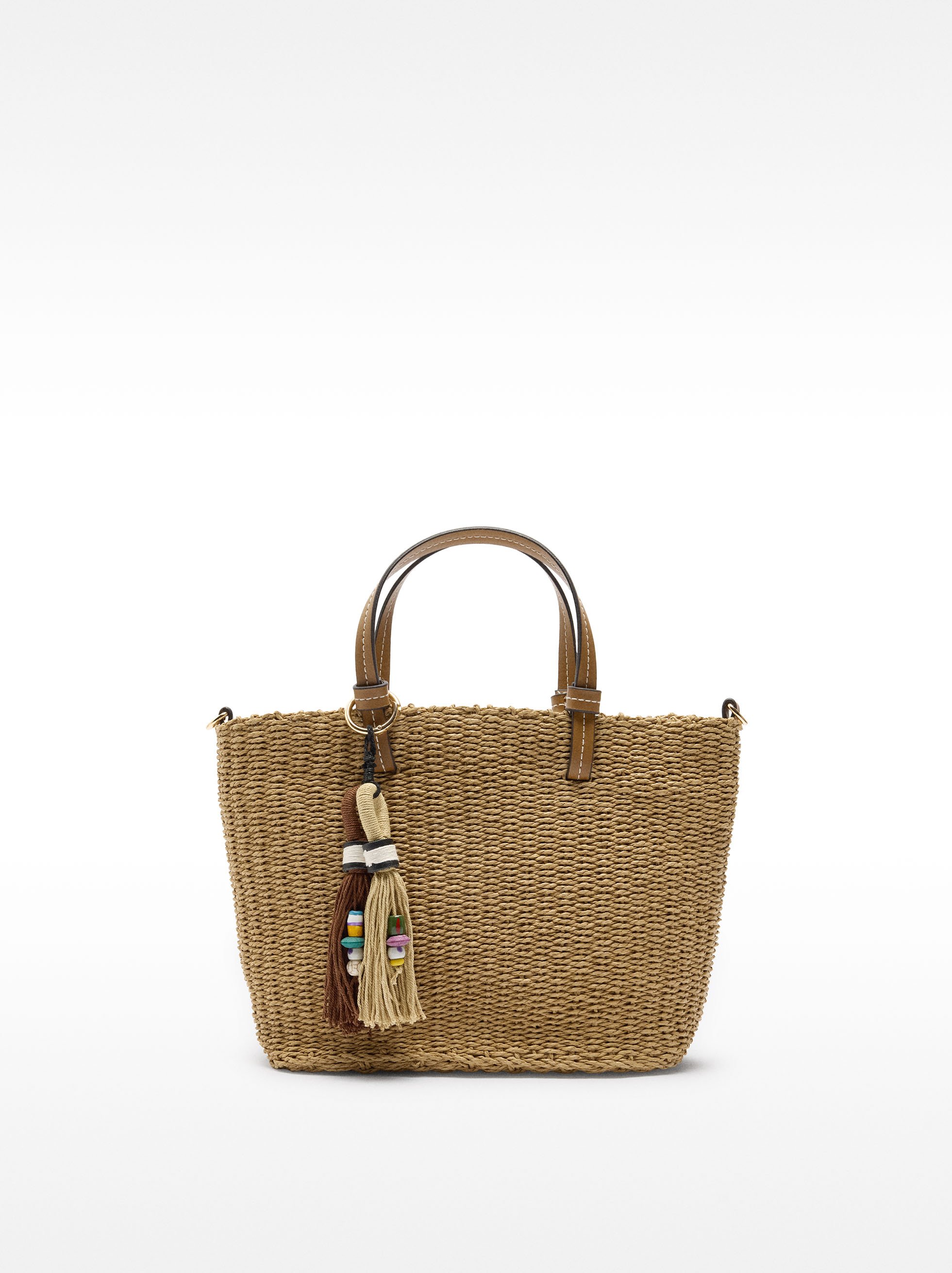 Tote bag with straw effect image number 1.0