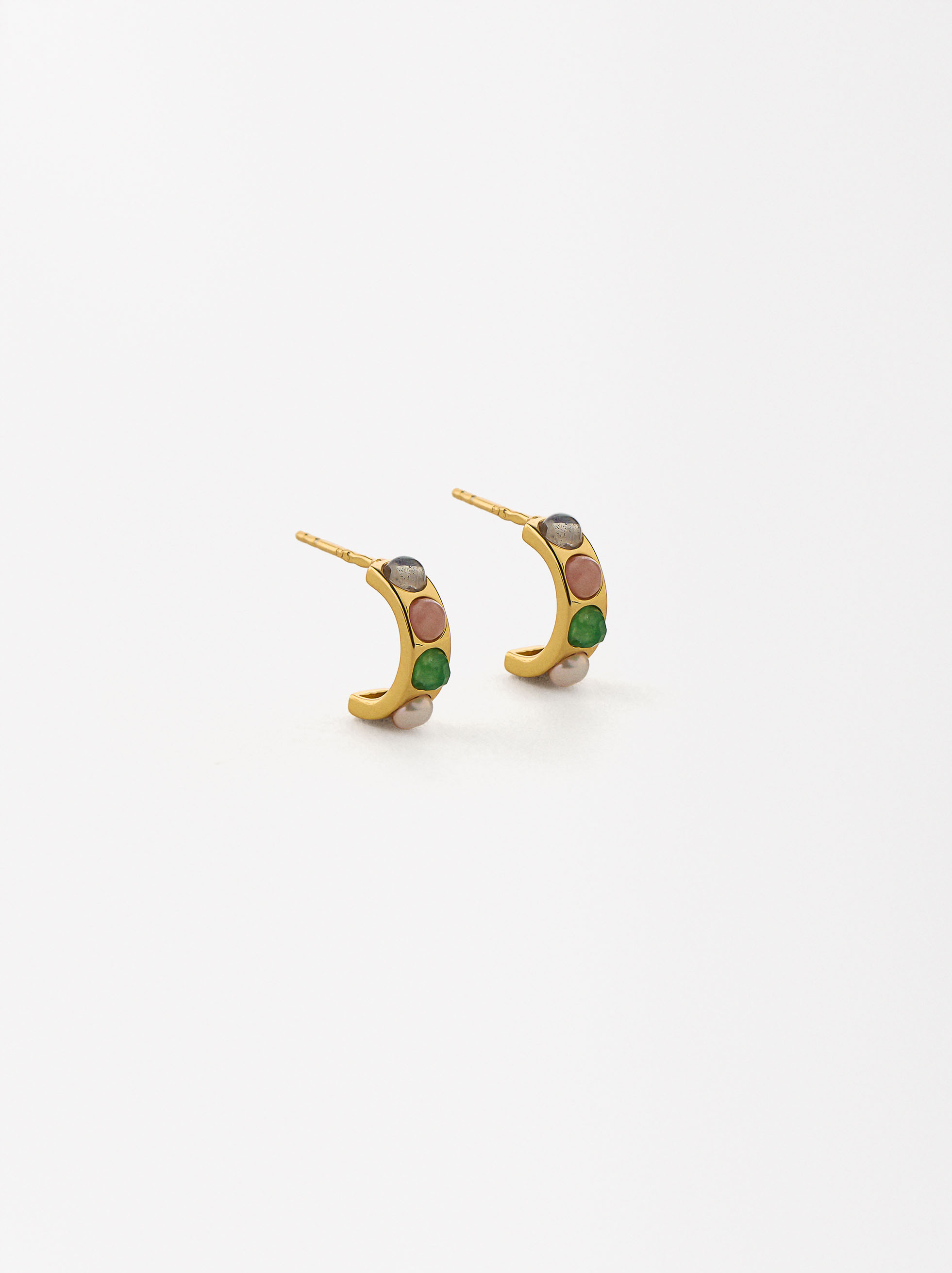 Short earrings with stones - 926 sterling silver image number 0.0