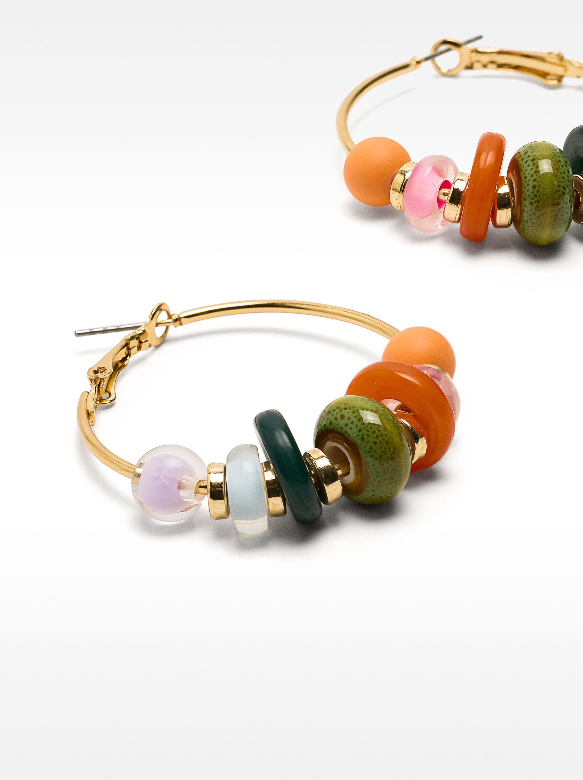 Hoop earrings with crystals and beads image number 1.0