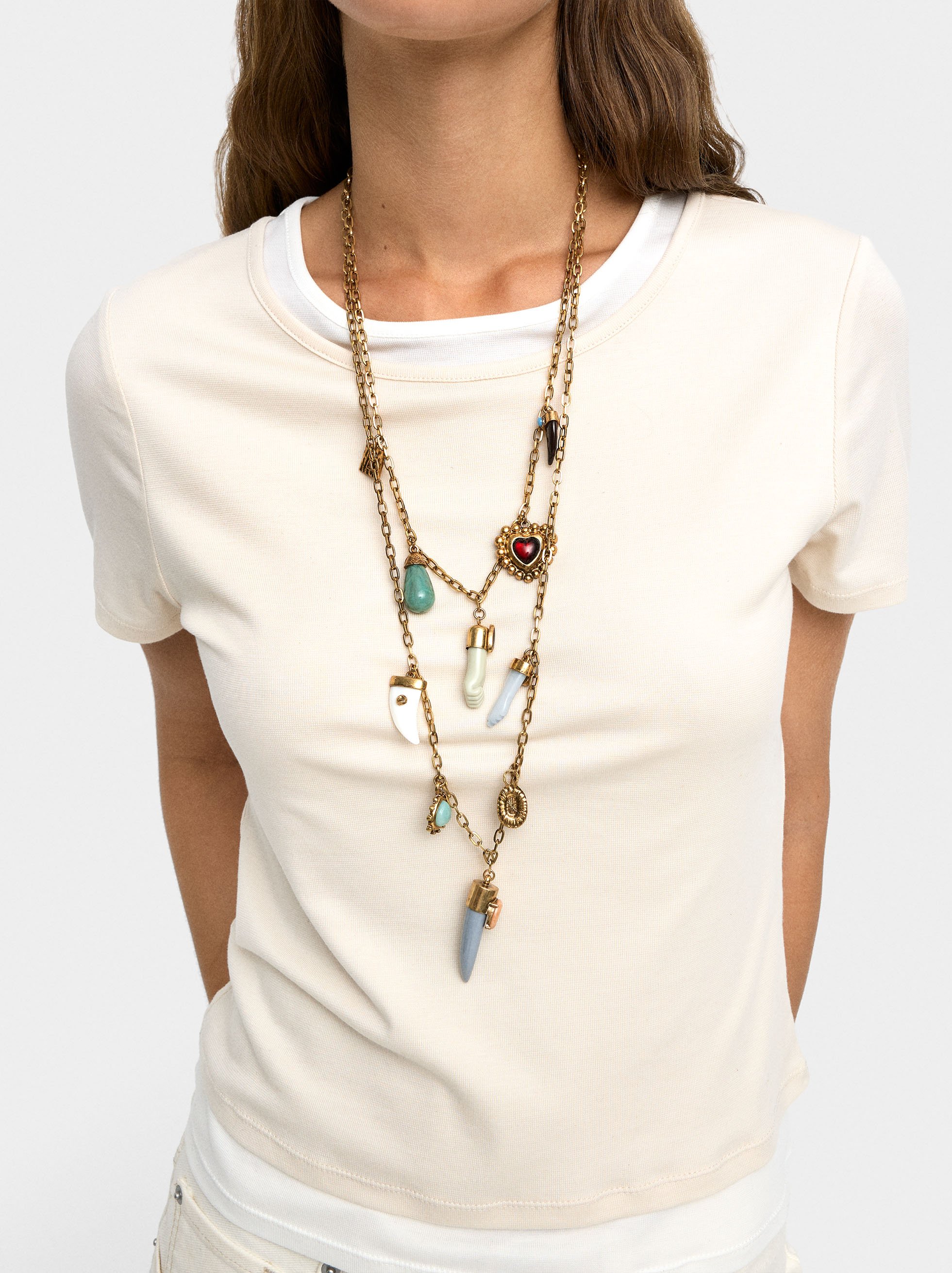 Set of necklaces with stone pendants image number 1.0