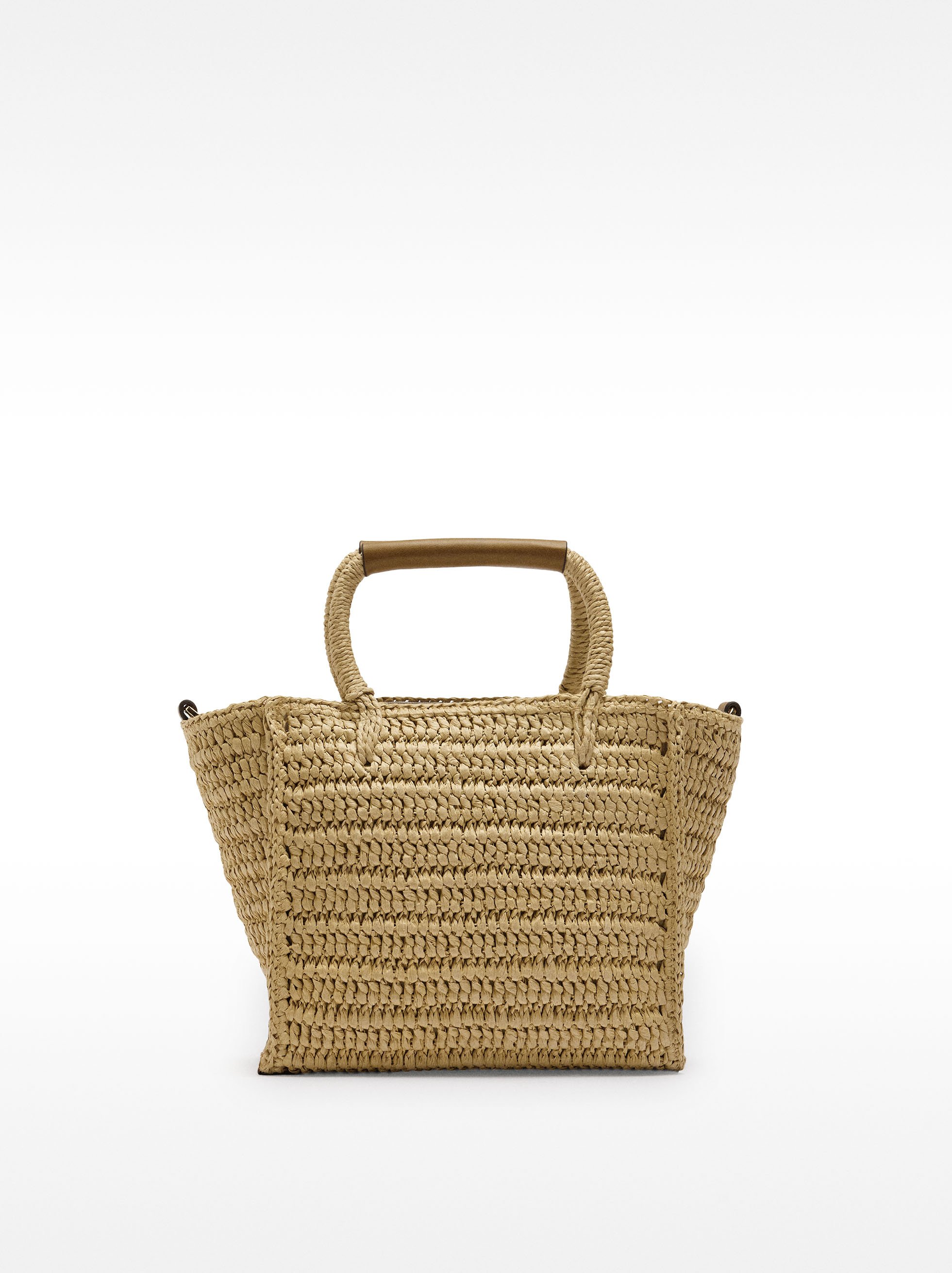 Tote bag with straw effect and crossbody strap image number 1.0
