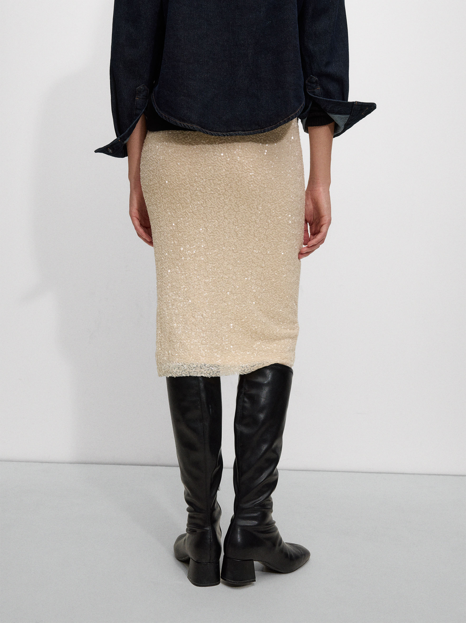 Jupe midi avec sequins image number 3.0