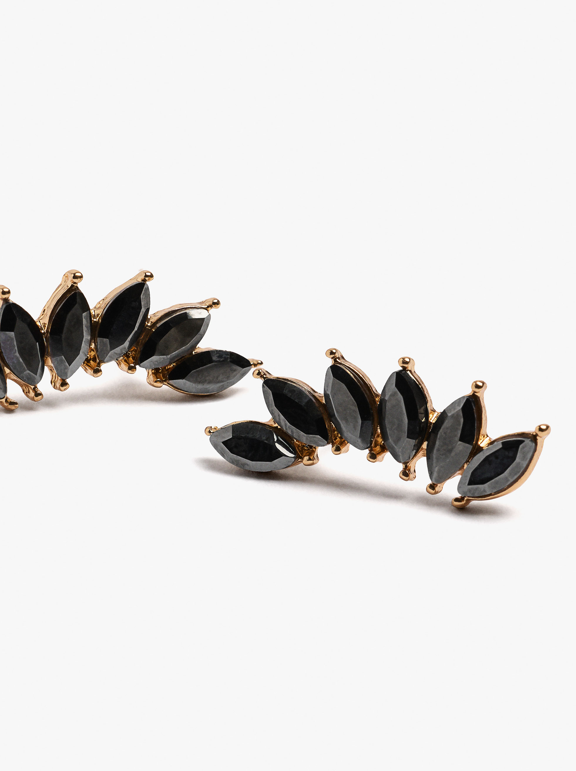 Boucles d'oreilles feuilles avec cristaux image number 1.0