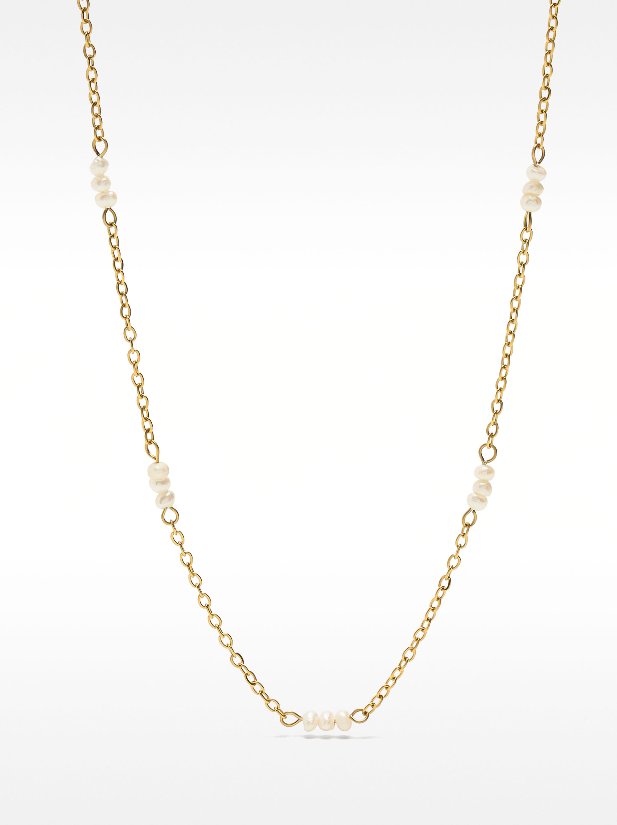 Collar corto con perlas - acero inoxidable image number 0.0