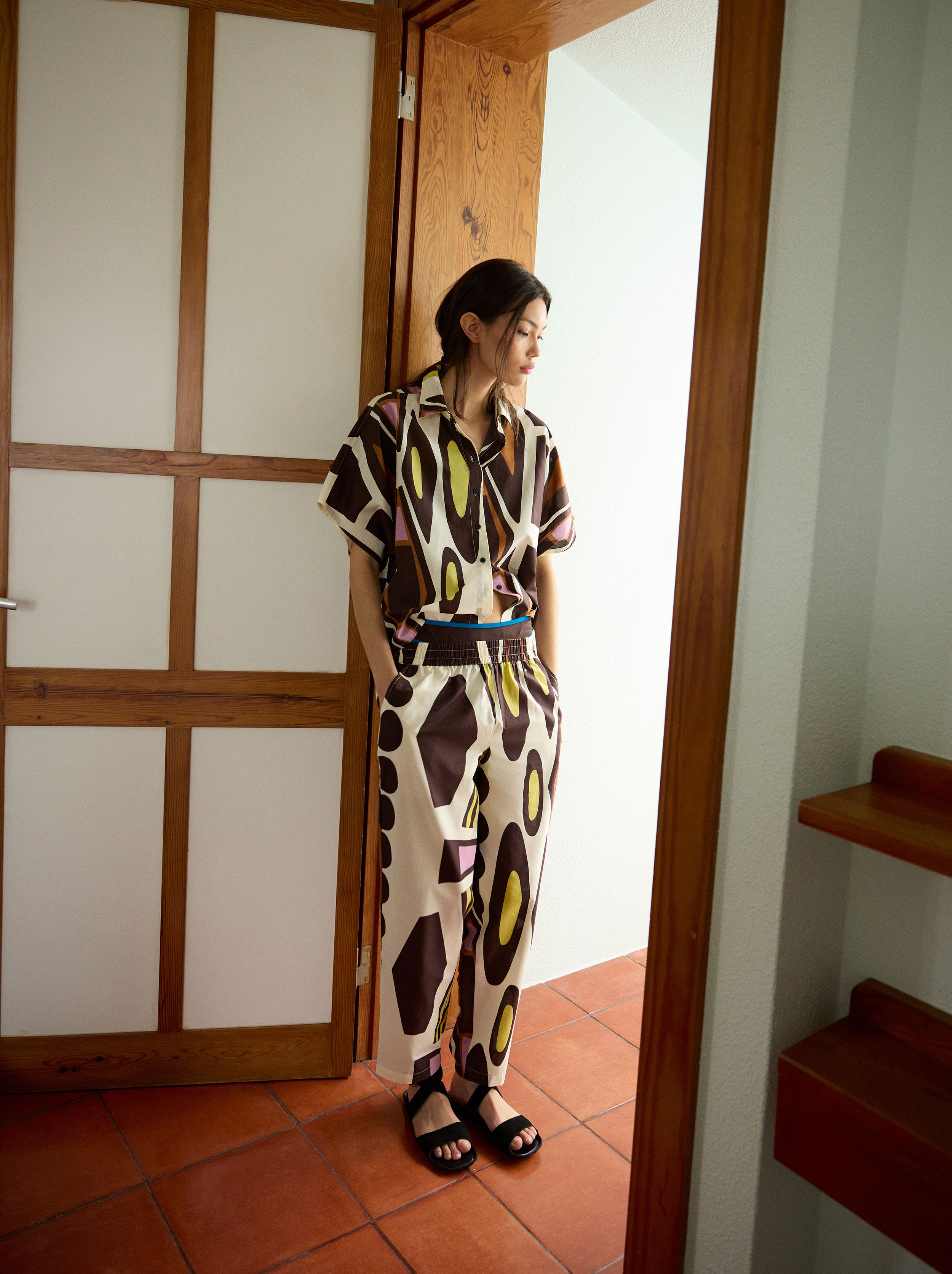 100% cotton printed trousers
