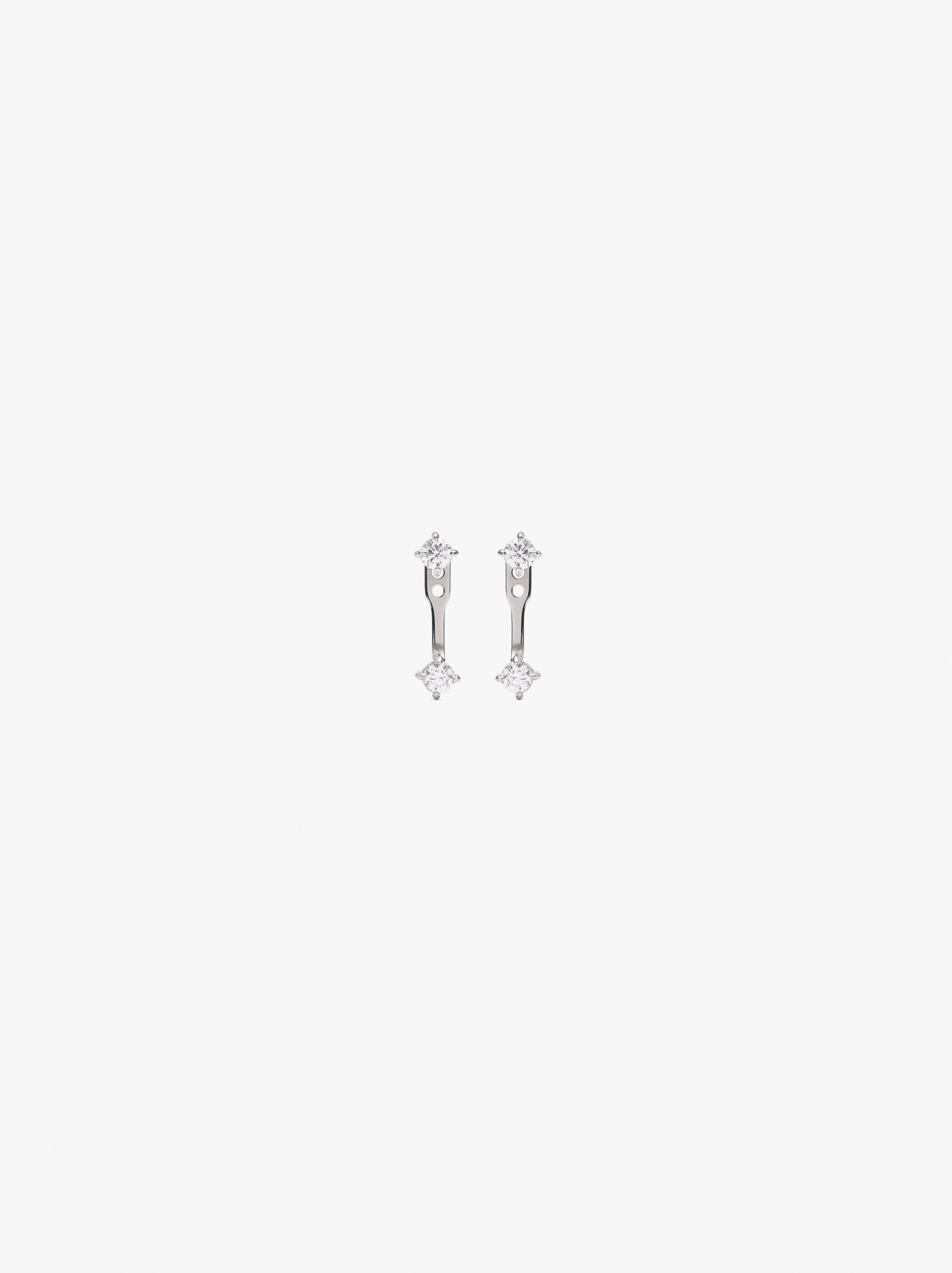 Pendientes ear jacket con circonitas - acero inoxidable image number 0.0
