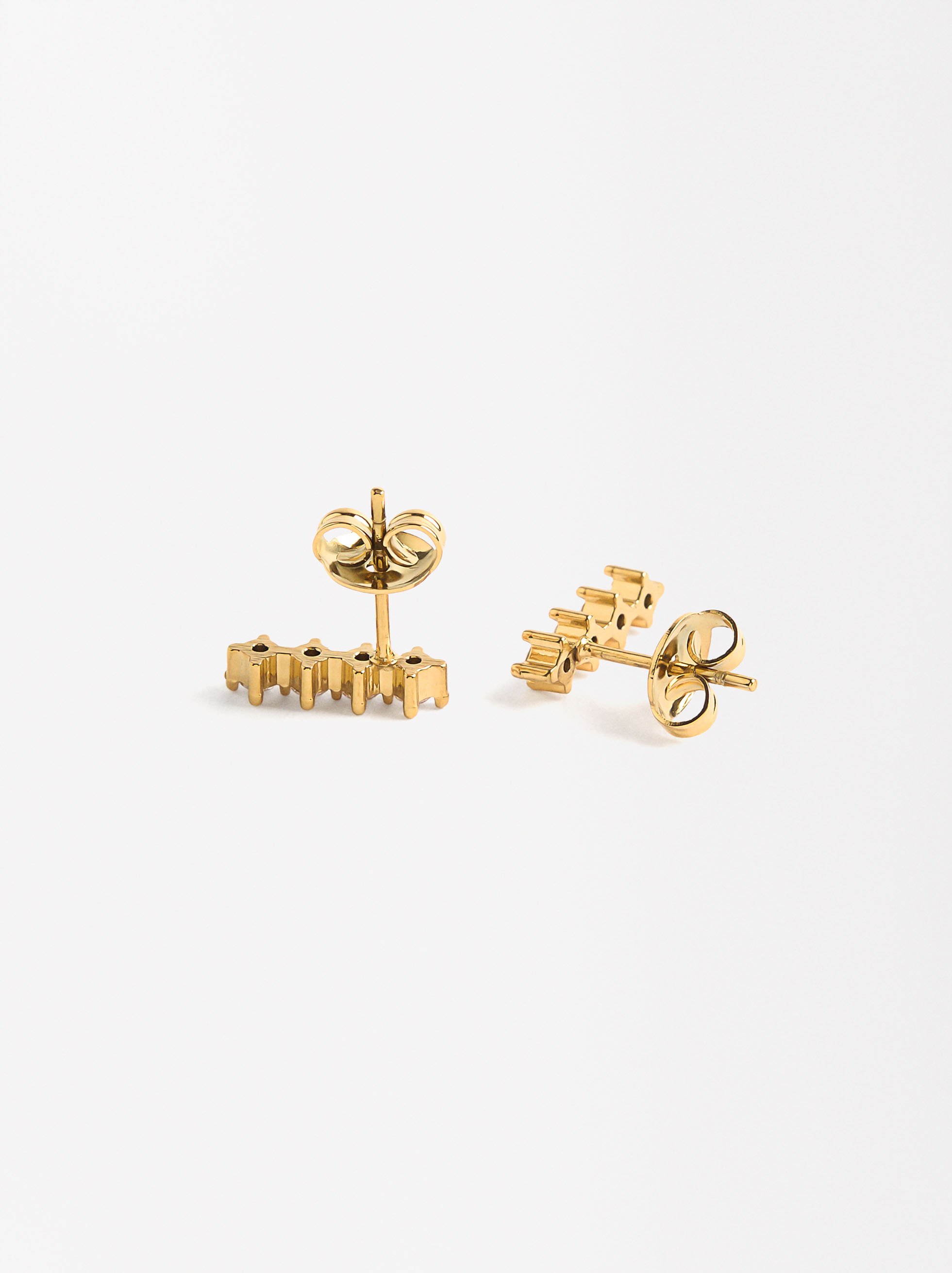 Short earrings with crystals - stainless steel image number 3.0