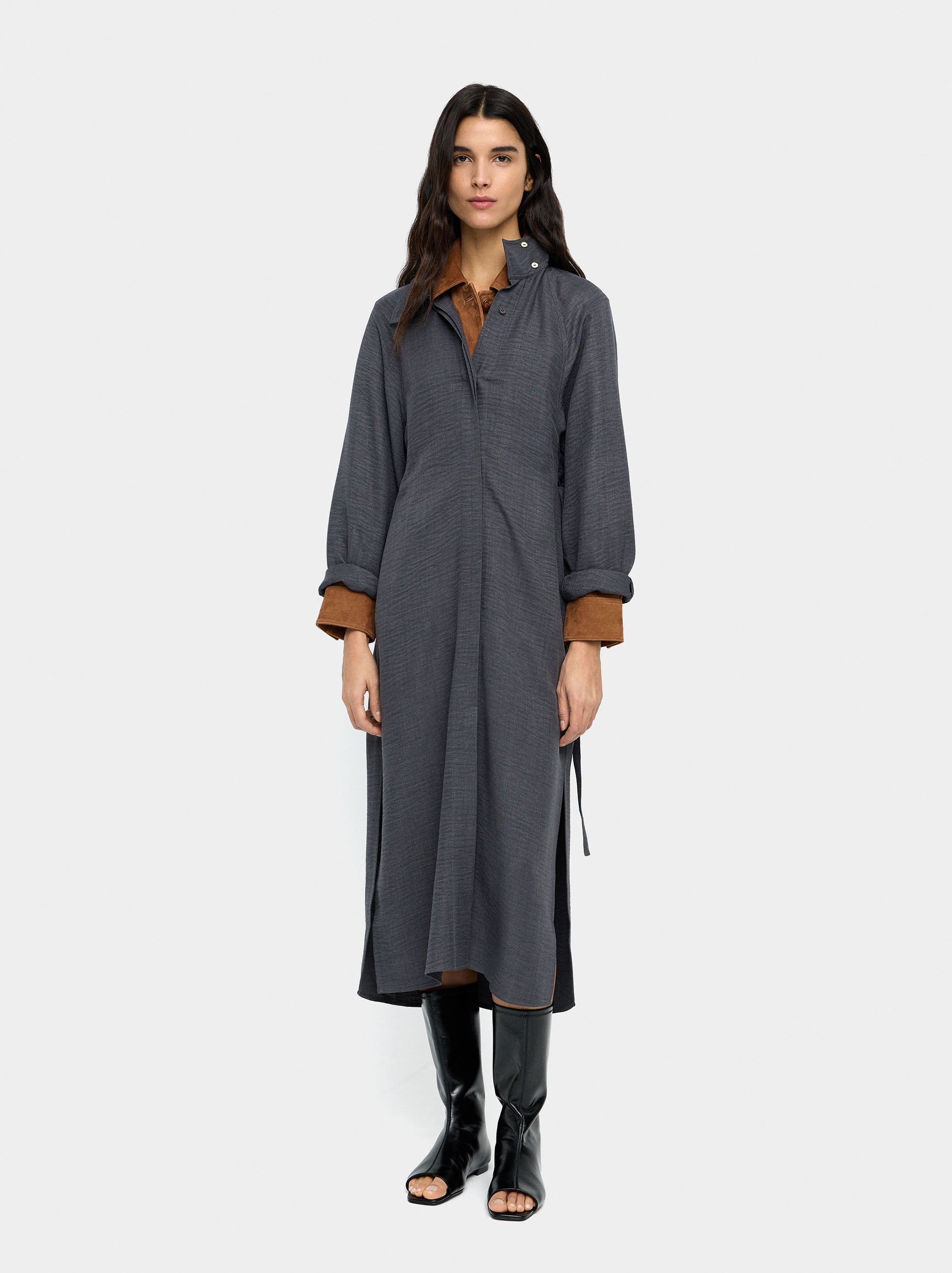 Midi dress with crinkled effect image number 0.0