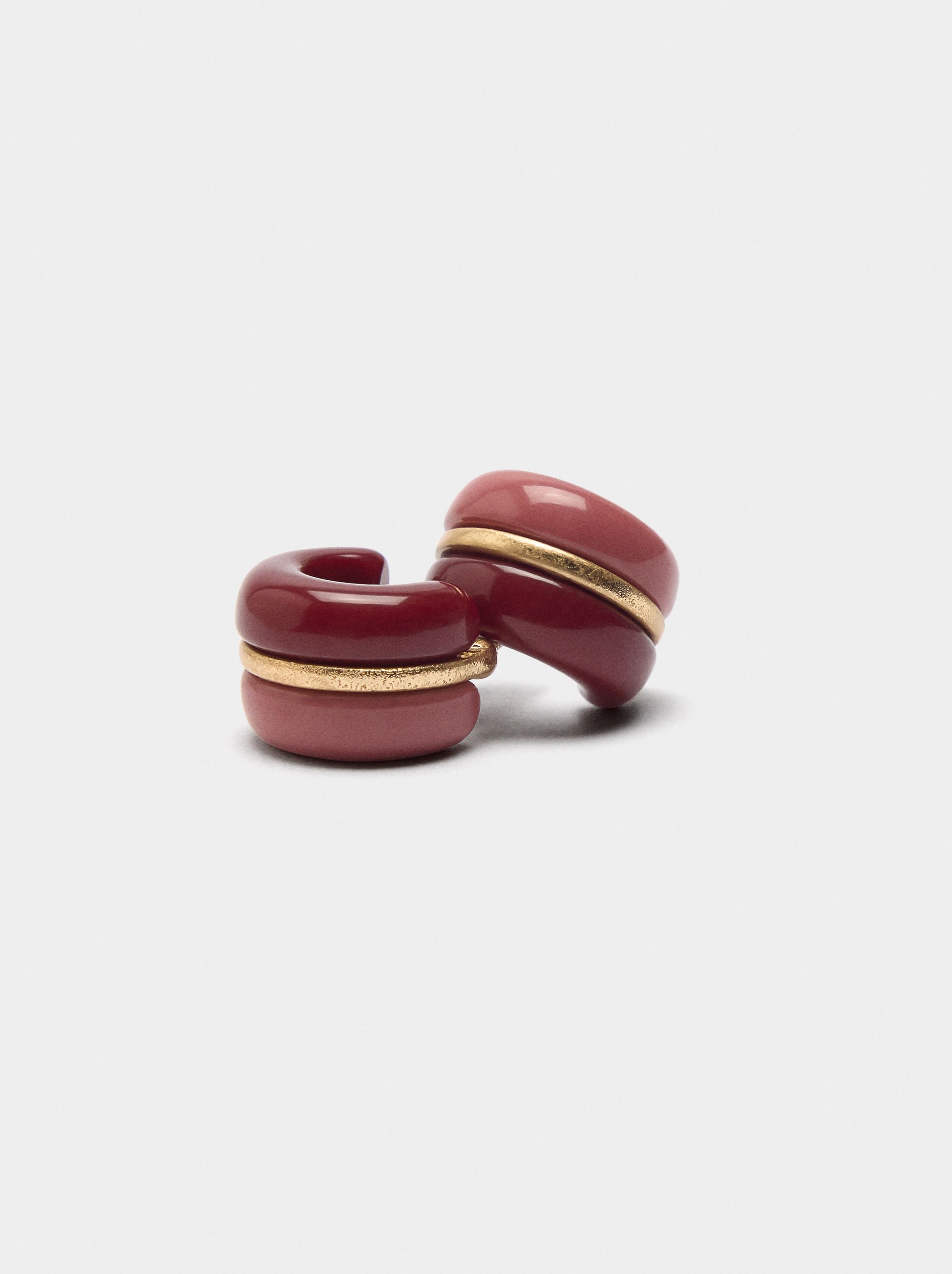 Open hoop earrings with resin image number 2.0