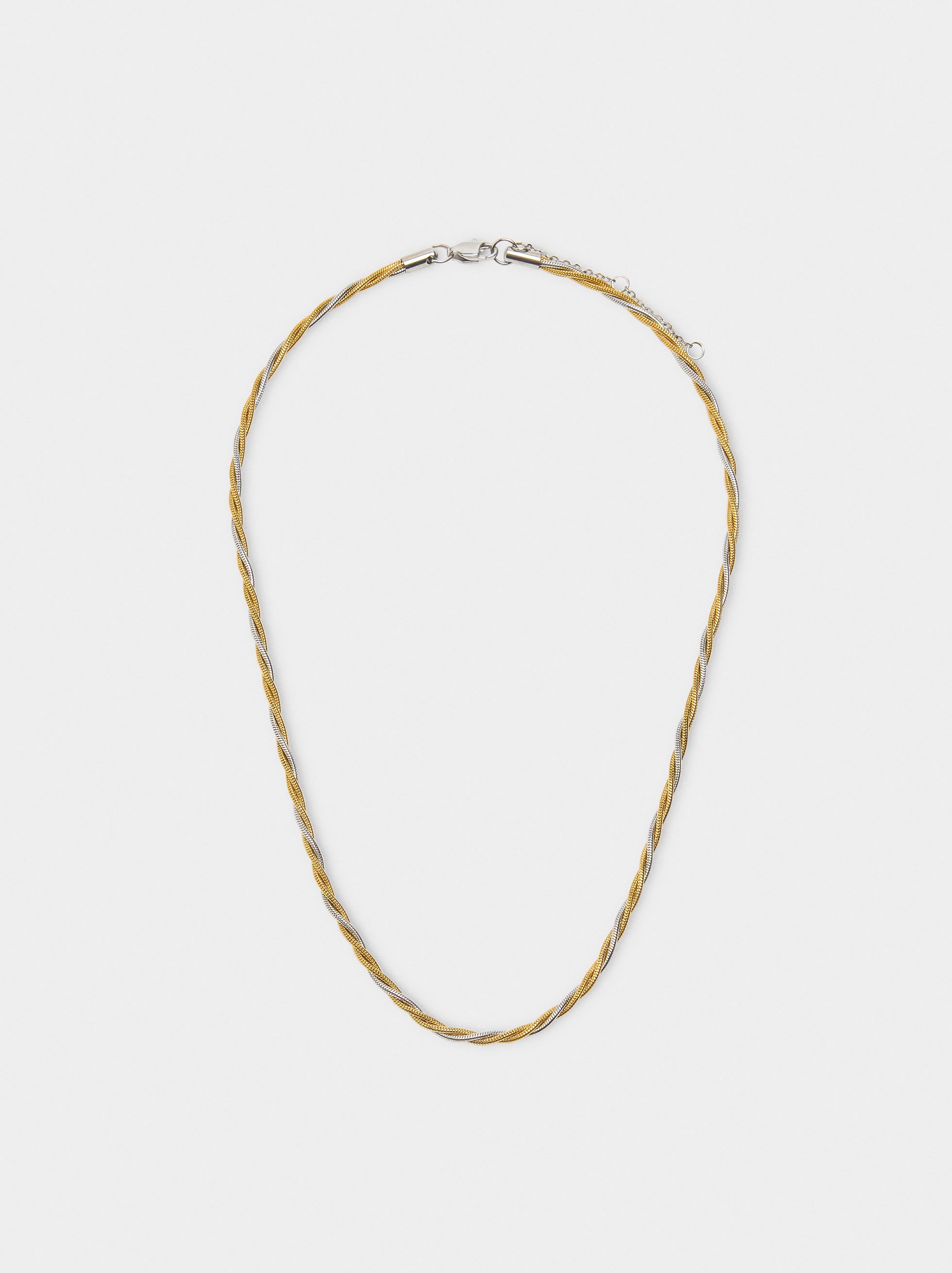 Bicolor intertwined necklace with stainless steel image number 2.0