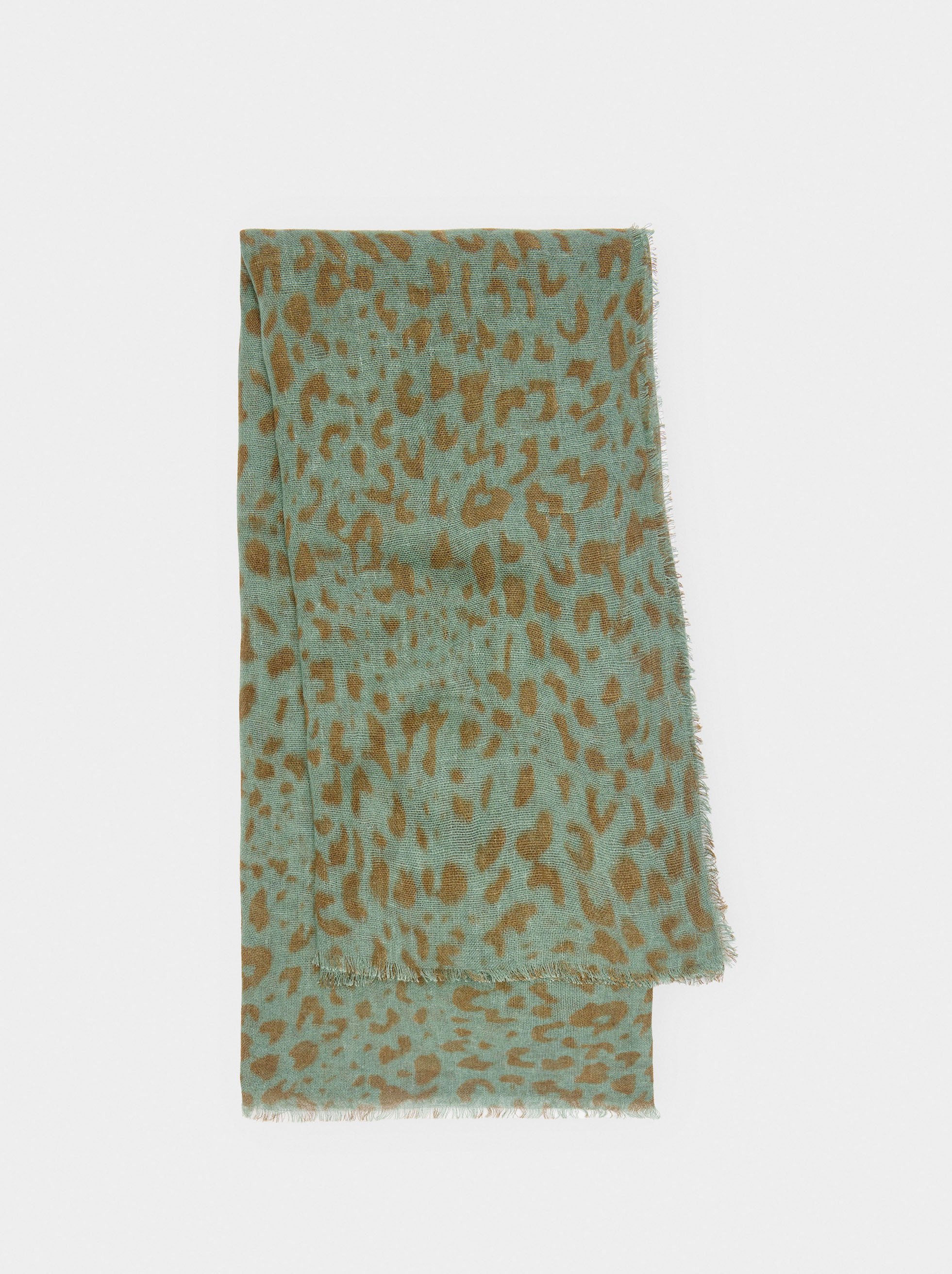 Printed scarf with linen image number 0.0