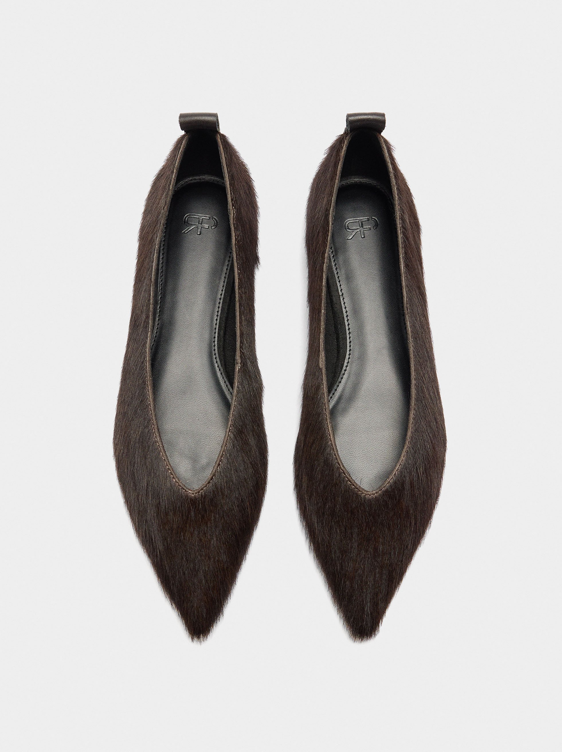 Leather ballet flats with fur image number 0.0