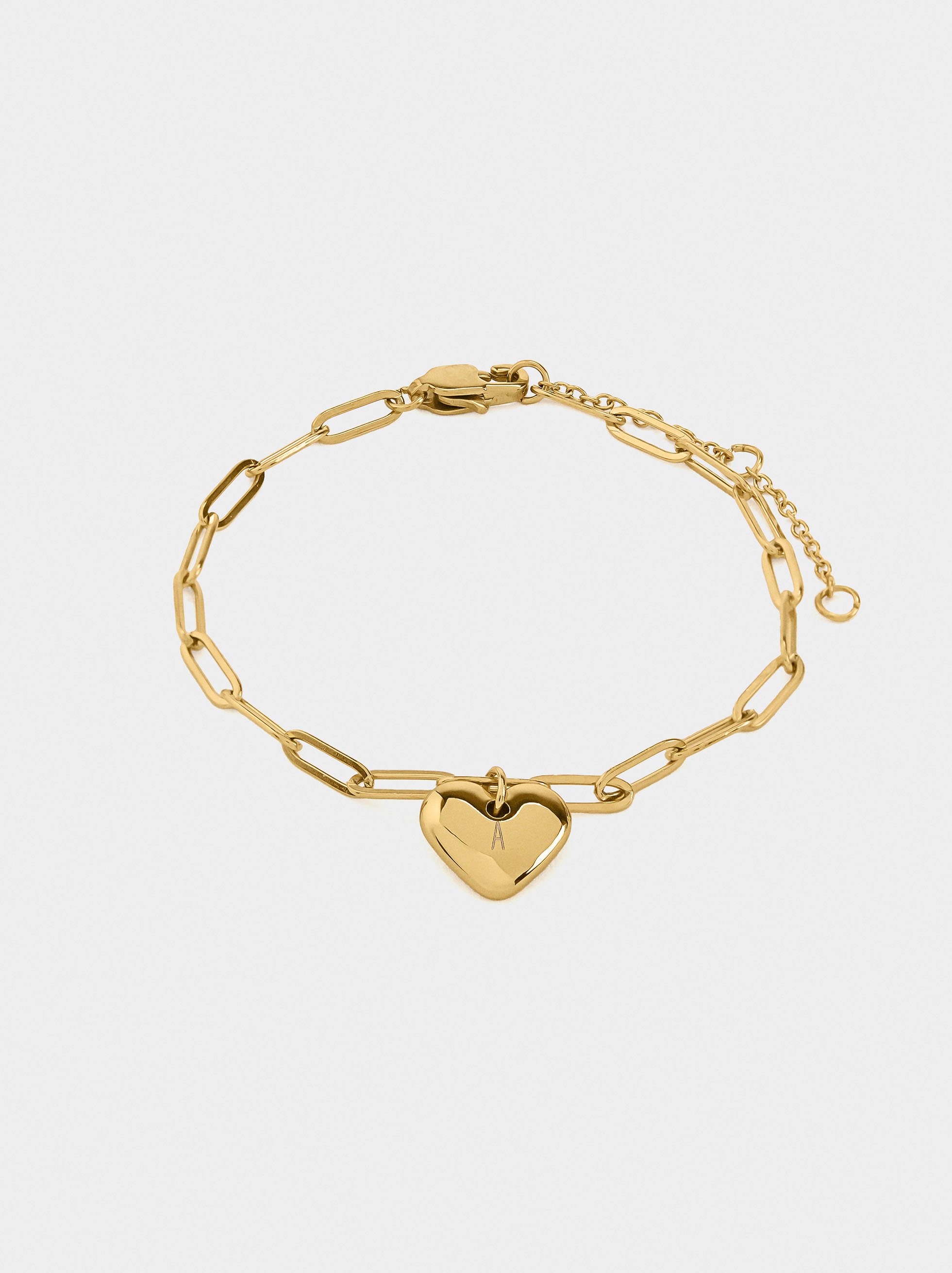 Bracelet of links with heart - stainless steel image number 0.0