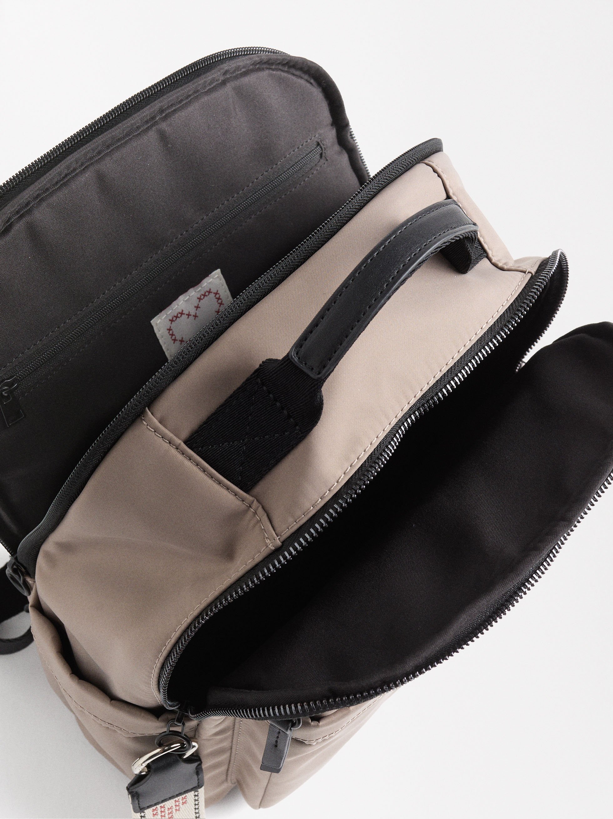 Nylon backpack with heart pendant image number 3.0