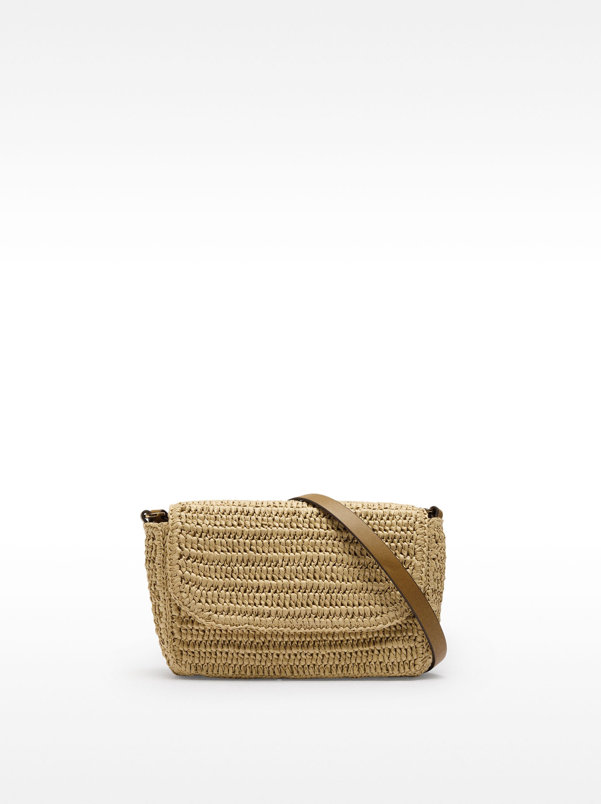 Crossbody bag with straw effect and flap image number 0.0