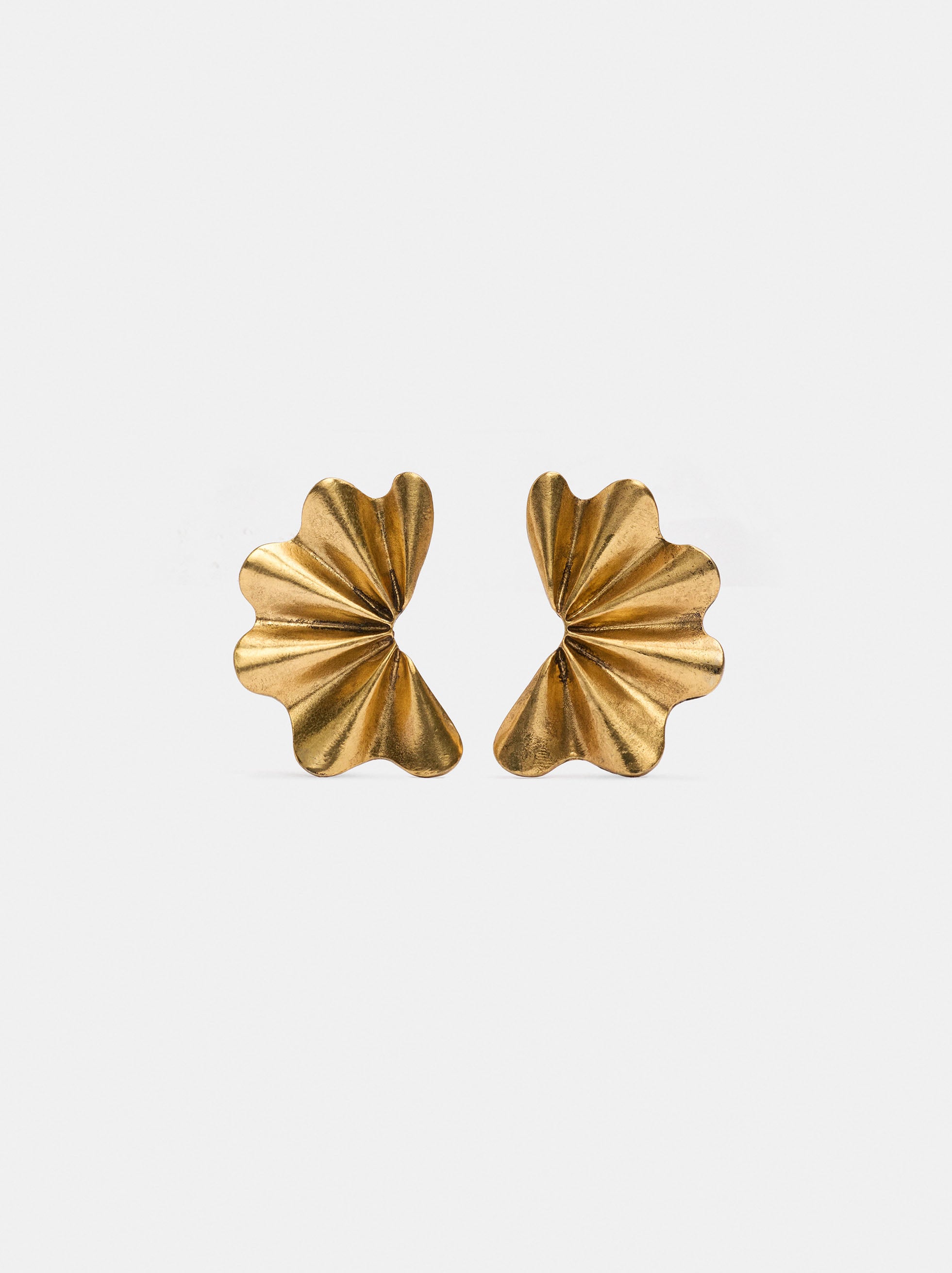 Maxi striped half-flower earrings image number 0.0
