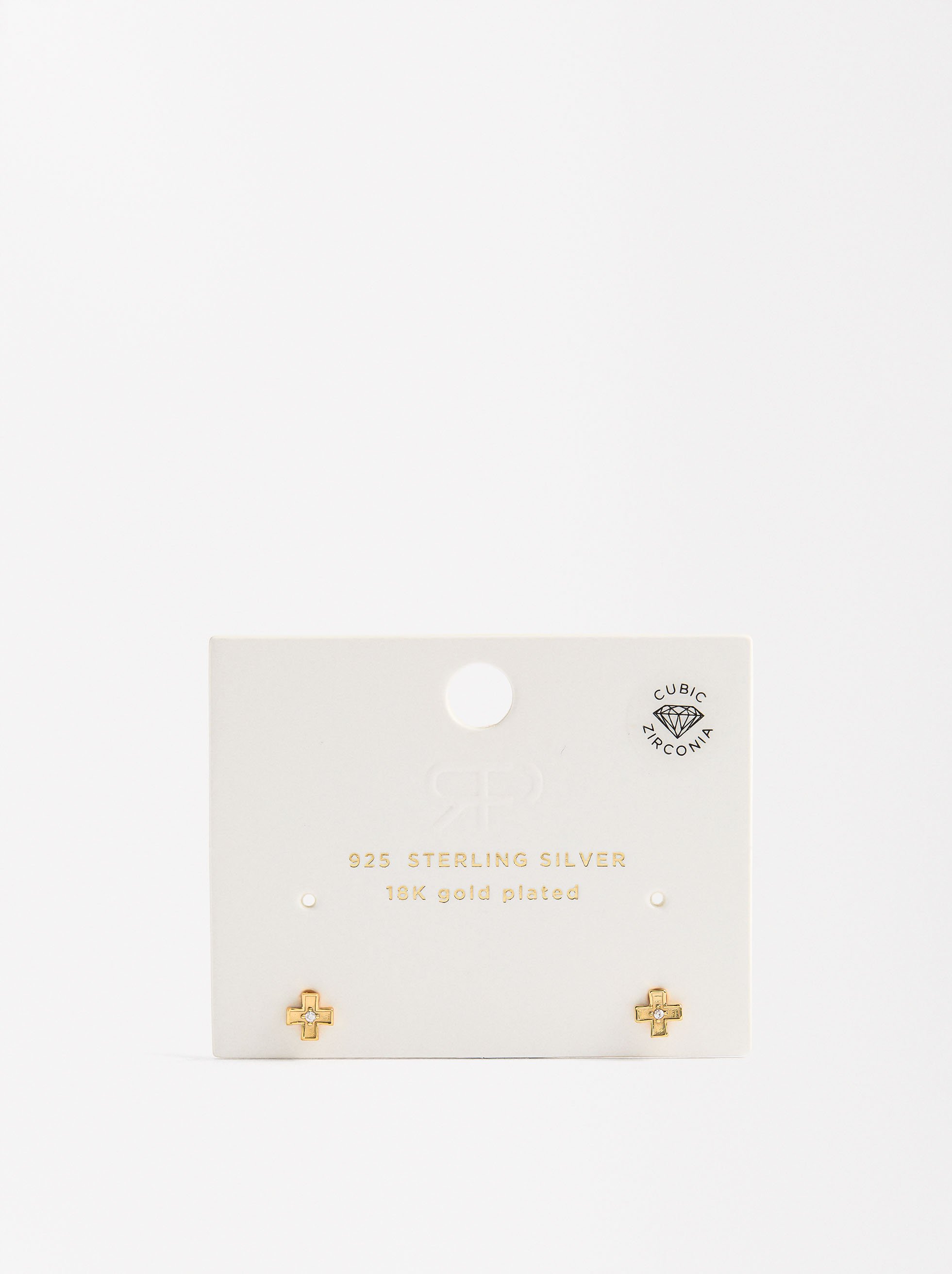 Cross earrings with zirconias - 925 sterling silver image number 3.0