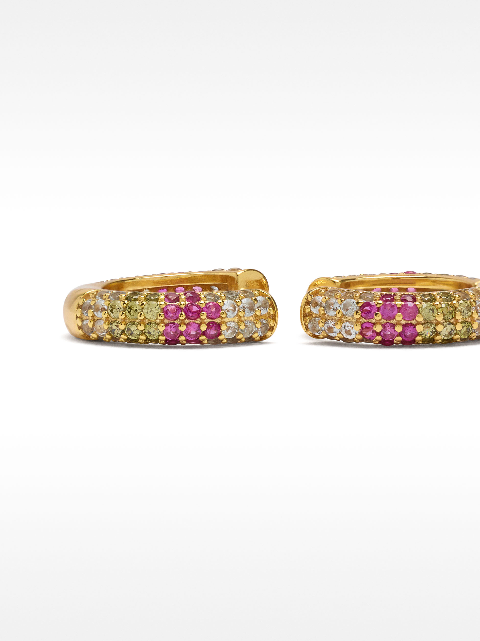 Hoop earrings with crystals - 925 sterling silver image number 2.0