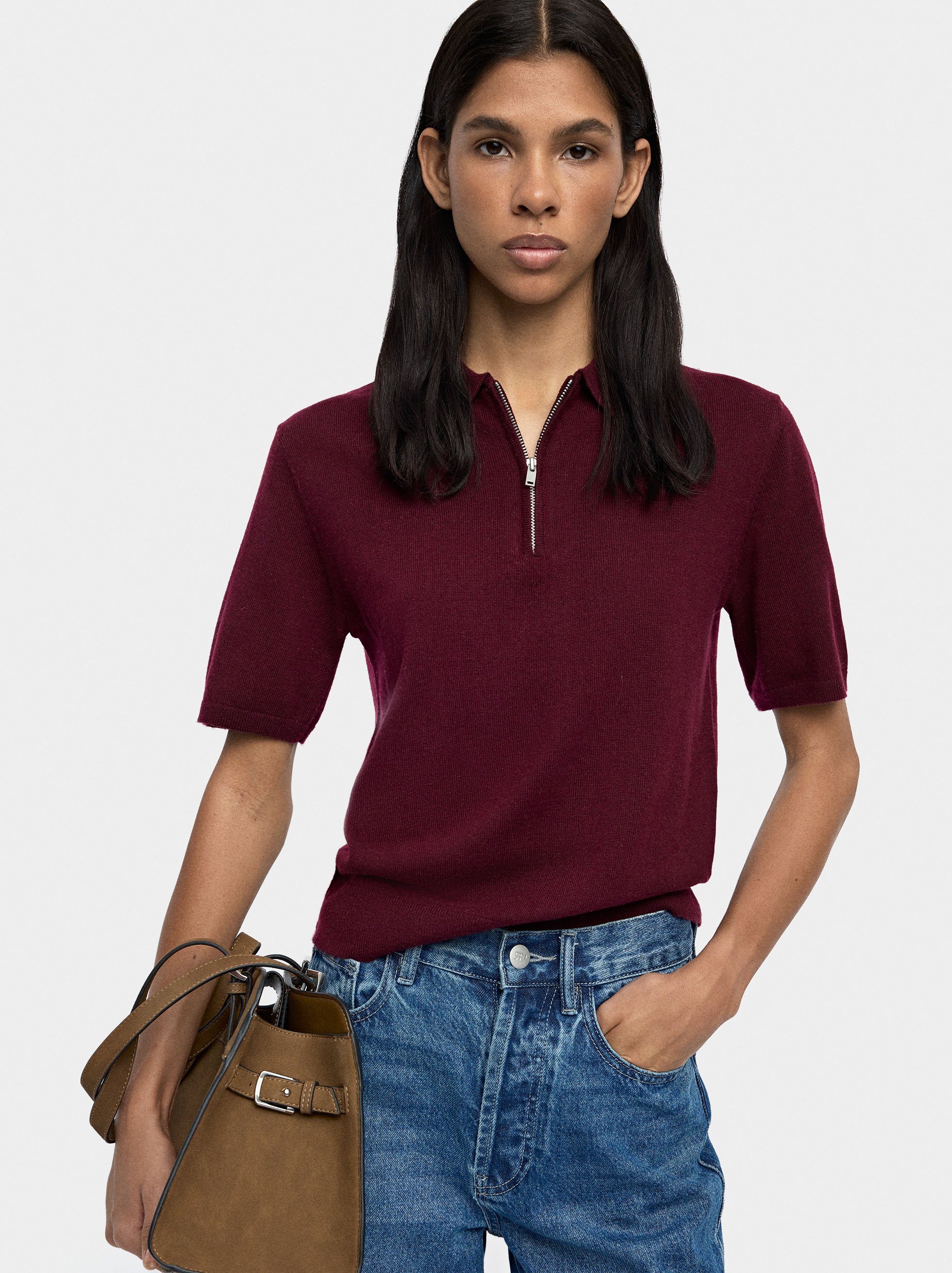Short-sleeved knit top image number 0.0
