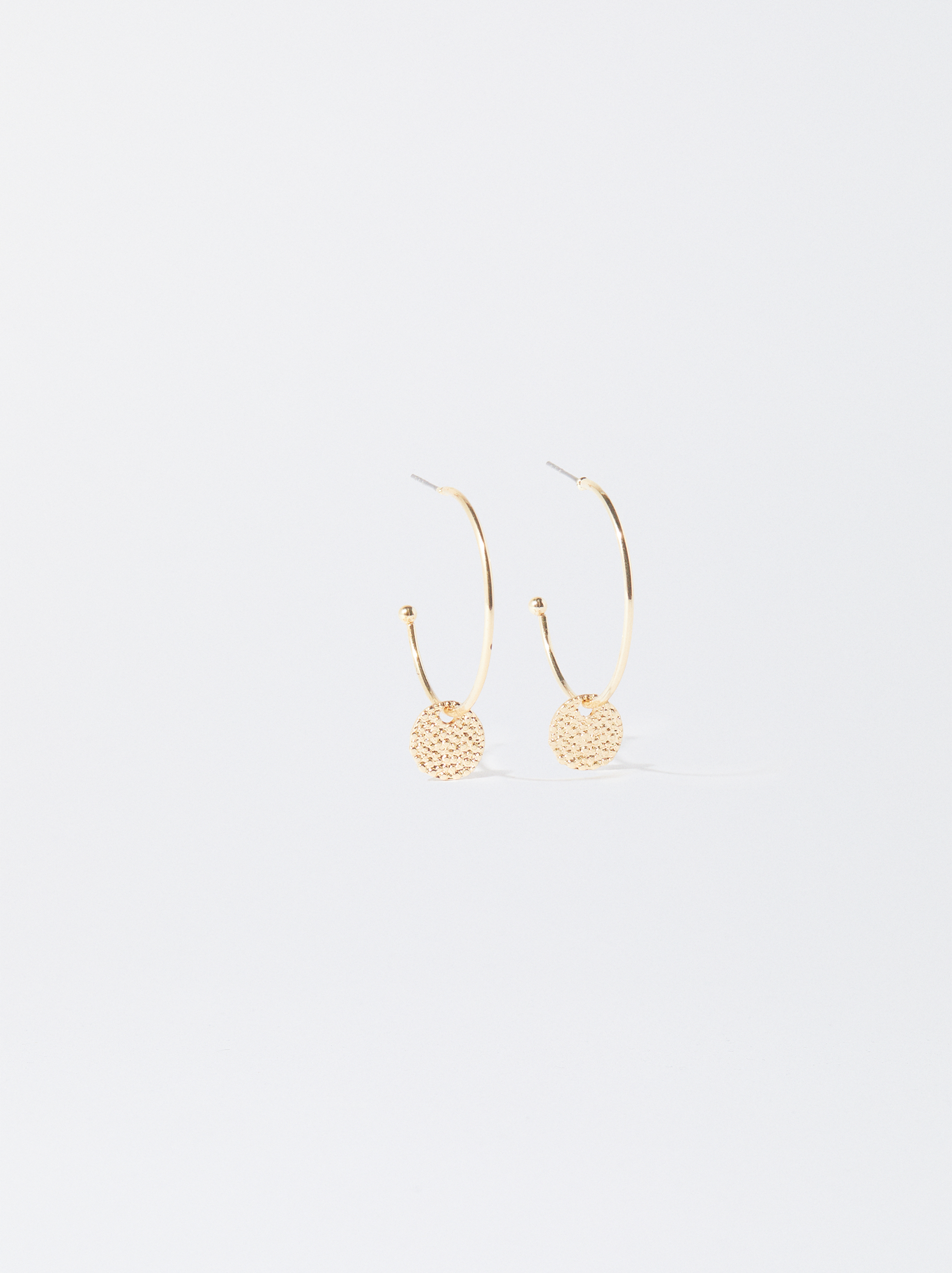 Gold-Toned Hoop Earrings With Medallions image number 1.0